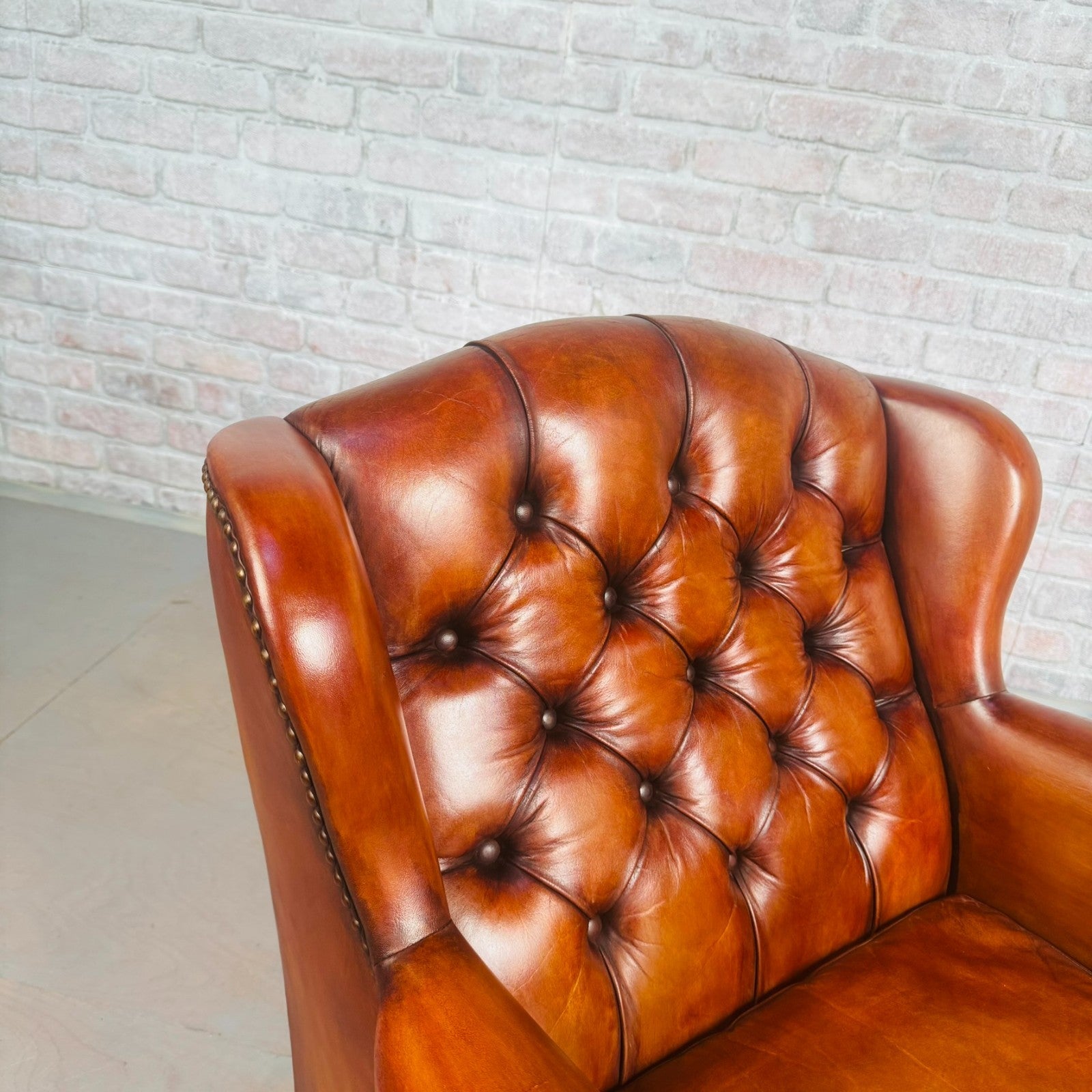 Neat Vintage Danish Tan Leather Armchair