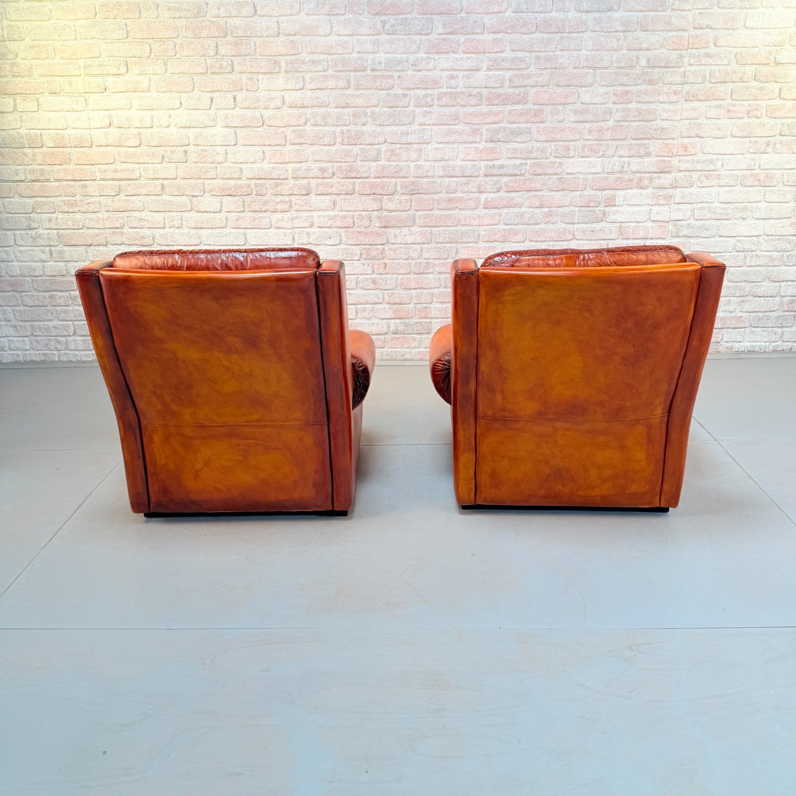 Pair of Mid-20th Century English Gimson & Slater Cognac Leather Armchairs