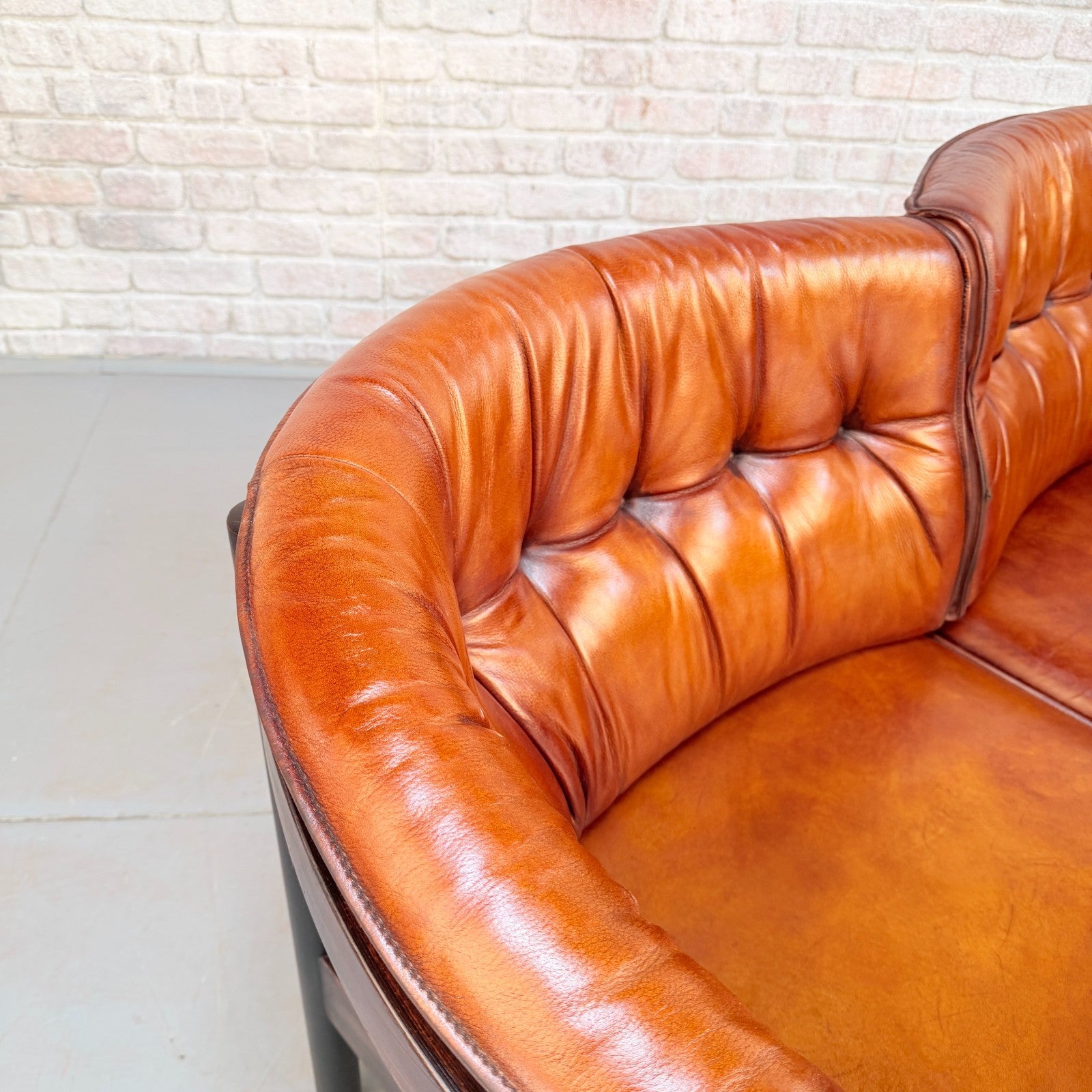 Vintage Arne Vodder Nielaus Møbler Danish Cognac Leather 2 Seater Sofa