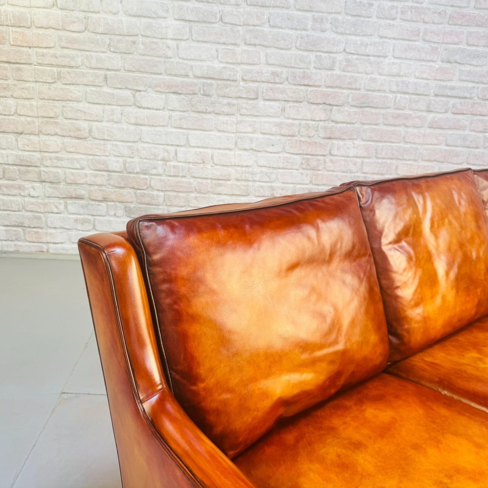 Vintage Danish Three Seater Tan Leather Sofa