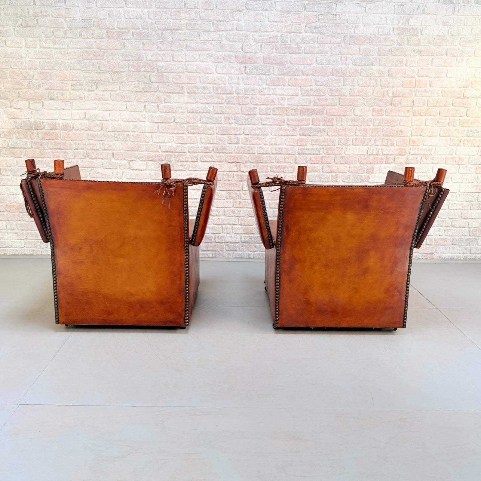 Vintage 1930s Knole Drop End Tan Leather Sofa & Armchairs Suite Antique