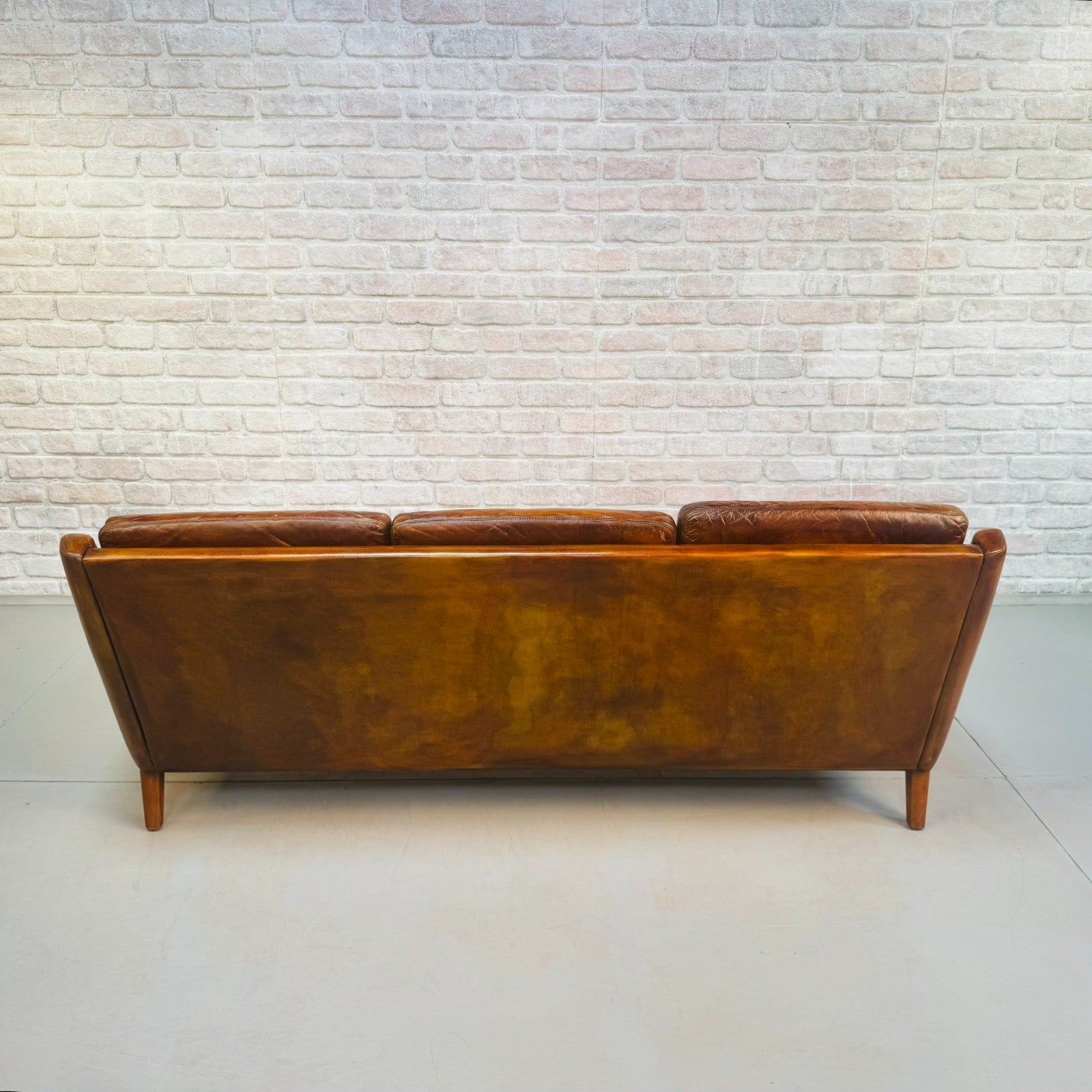 Vintage 1960s Ulferts Tibro Swedish Leather Sofa – Tan Leather #A498
