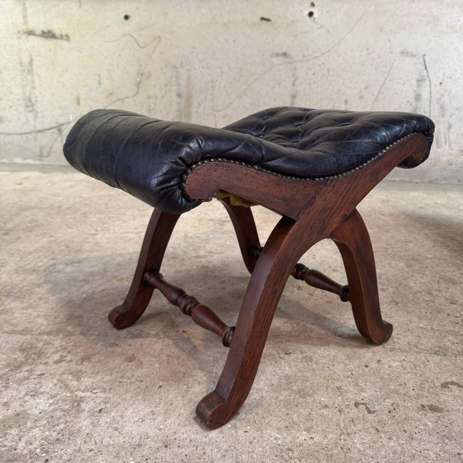 Pair of 1940s Spanish Slipper Chairs with Footstool – Pierre Lottier for Valenti