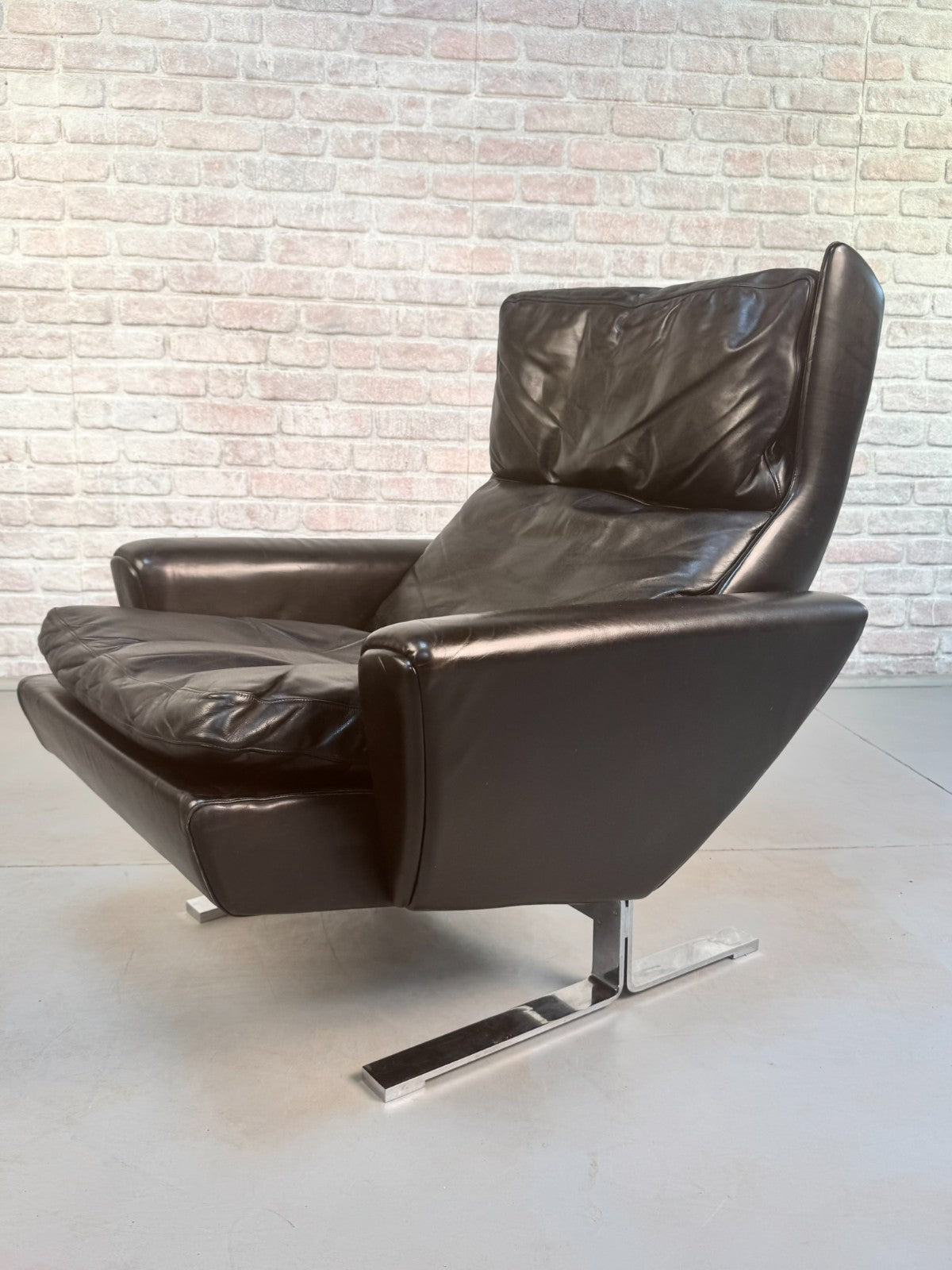 Vintage Georg Thams Black Leather Lounge Chairs for Vejen Polstermøbelfabrik