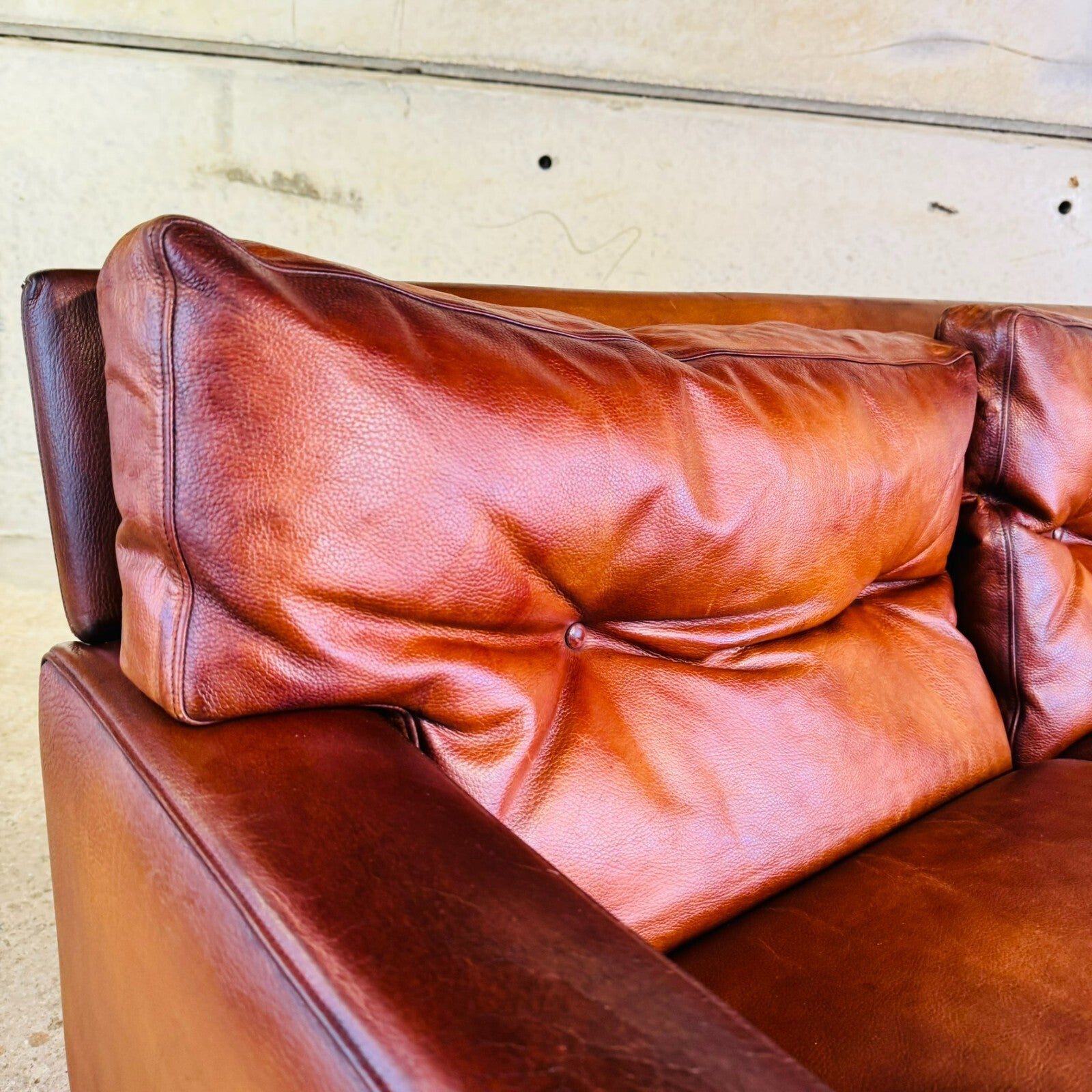 Stunning 1970s Danish George Thams Three-Seater Tan Leather Sofa