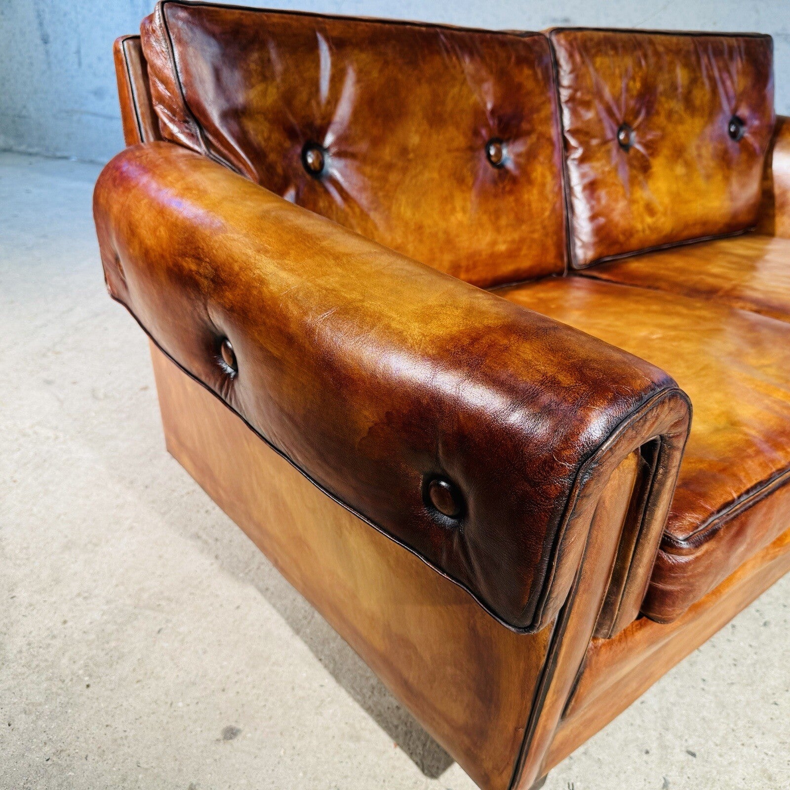 Vintage 1970s Danish Svend Skippers Leather Sofa Two-Seater and Chair Set #A242