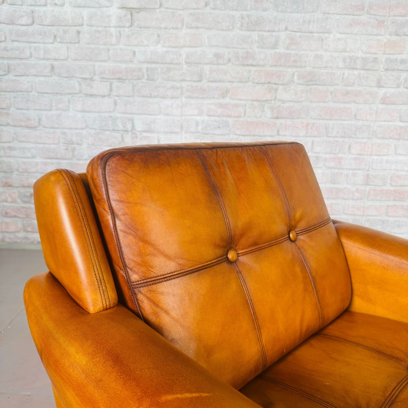 Vintage Danish Tan Leather Armchair by Svend Skipper