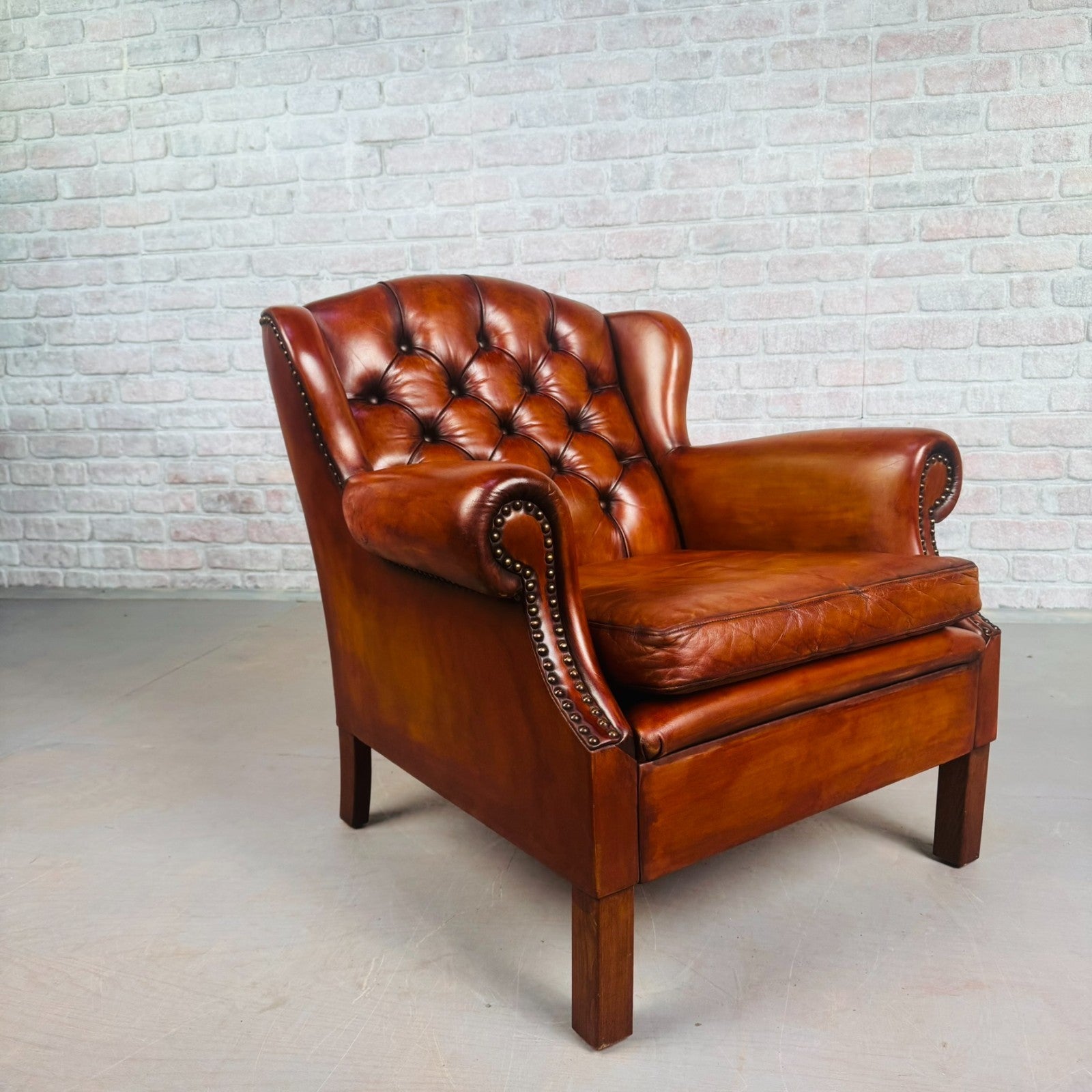 Neat Vintage Danish Tan Leather Armchair