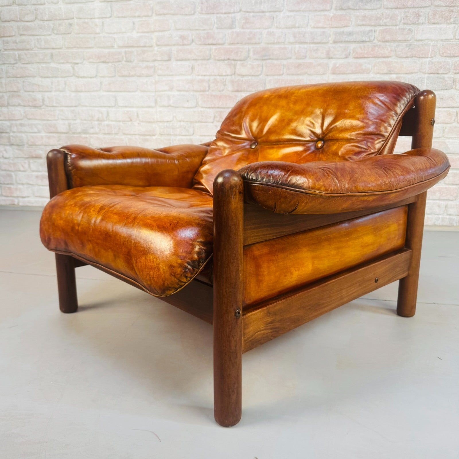 Vintage 1970s Swedish Arne Norell Two-Seater Sofa & Chair Tan Leather Set