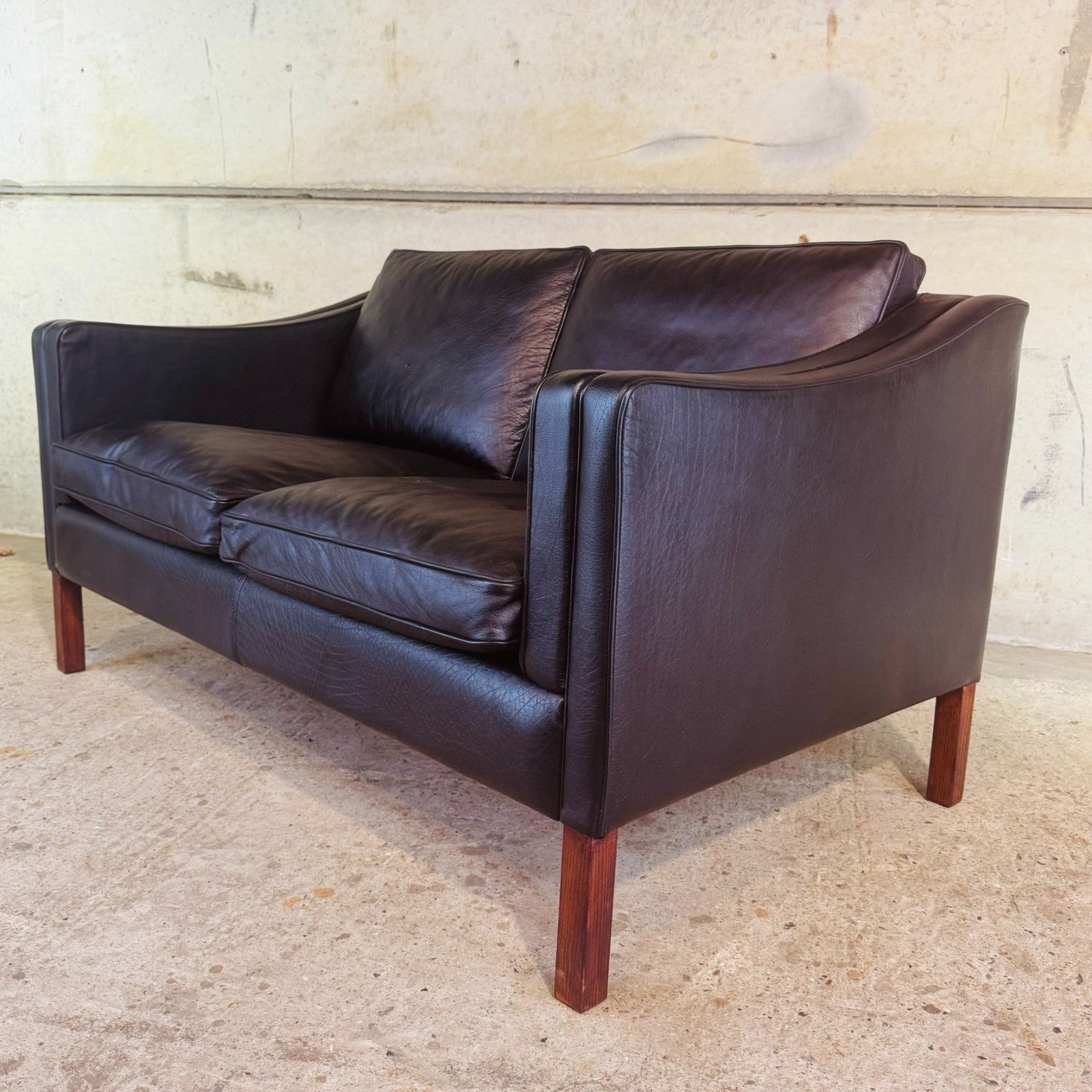 Vintage Danish Two-Seater Black Leather Sofa by Stouby – Stylish