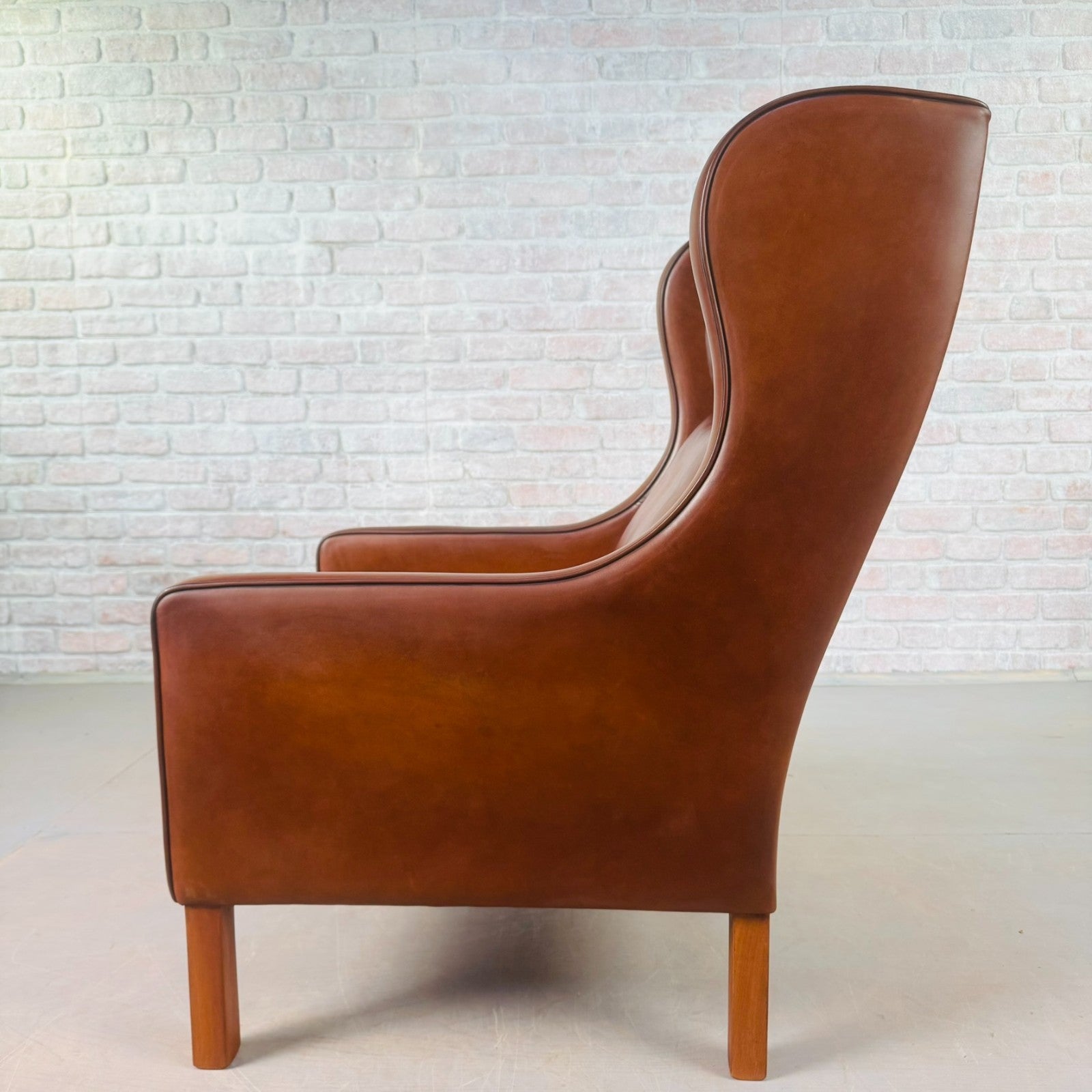 Vintage Danish 1970s High Back Dark Tan Leather Armchair