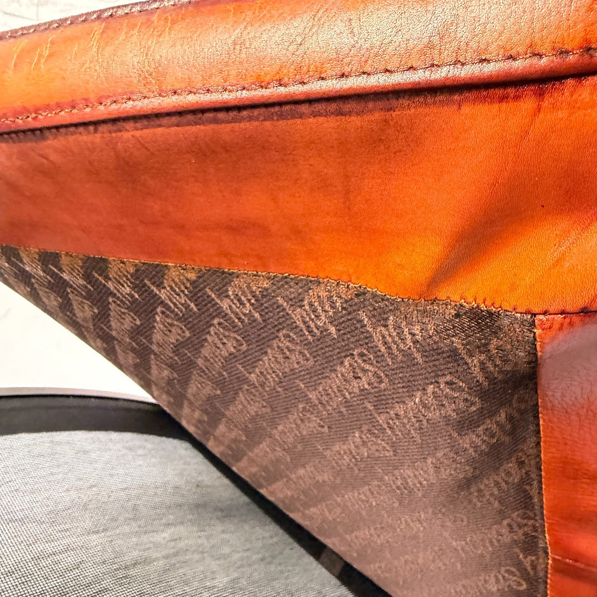 Vintage Danish Stouby Cognac Tan Leather Lounge Armchair Bentwood Beech Frame