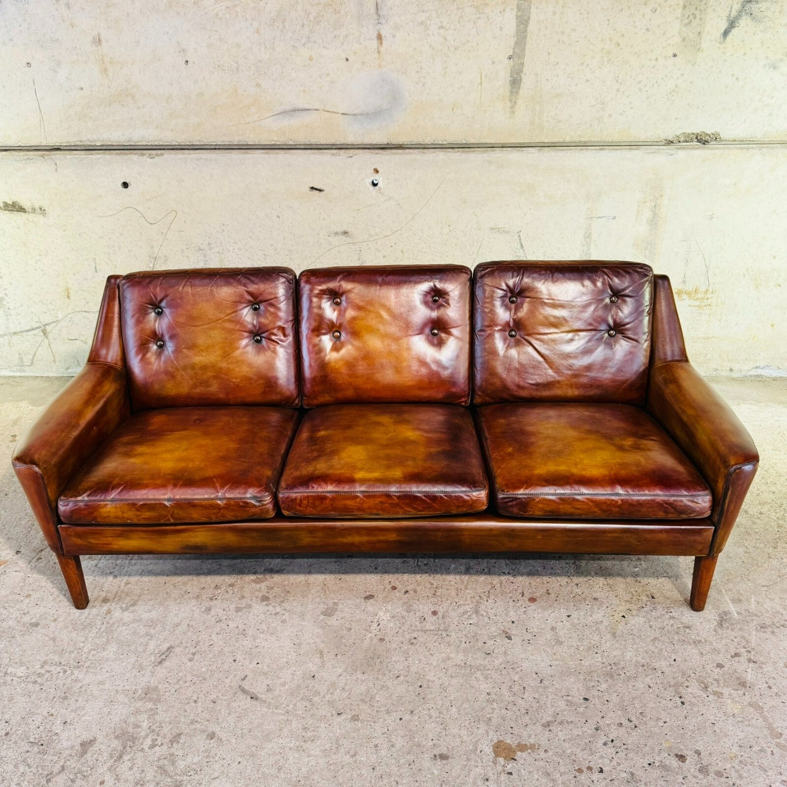 Vintage 1960s Ulferts Tibro Swedish Leather Sofa – Tan Leather