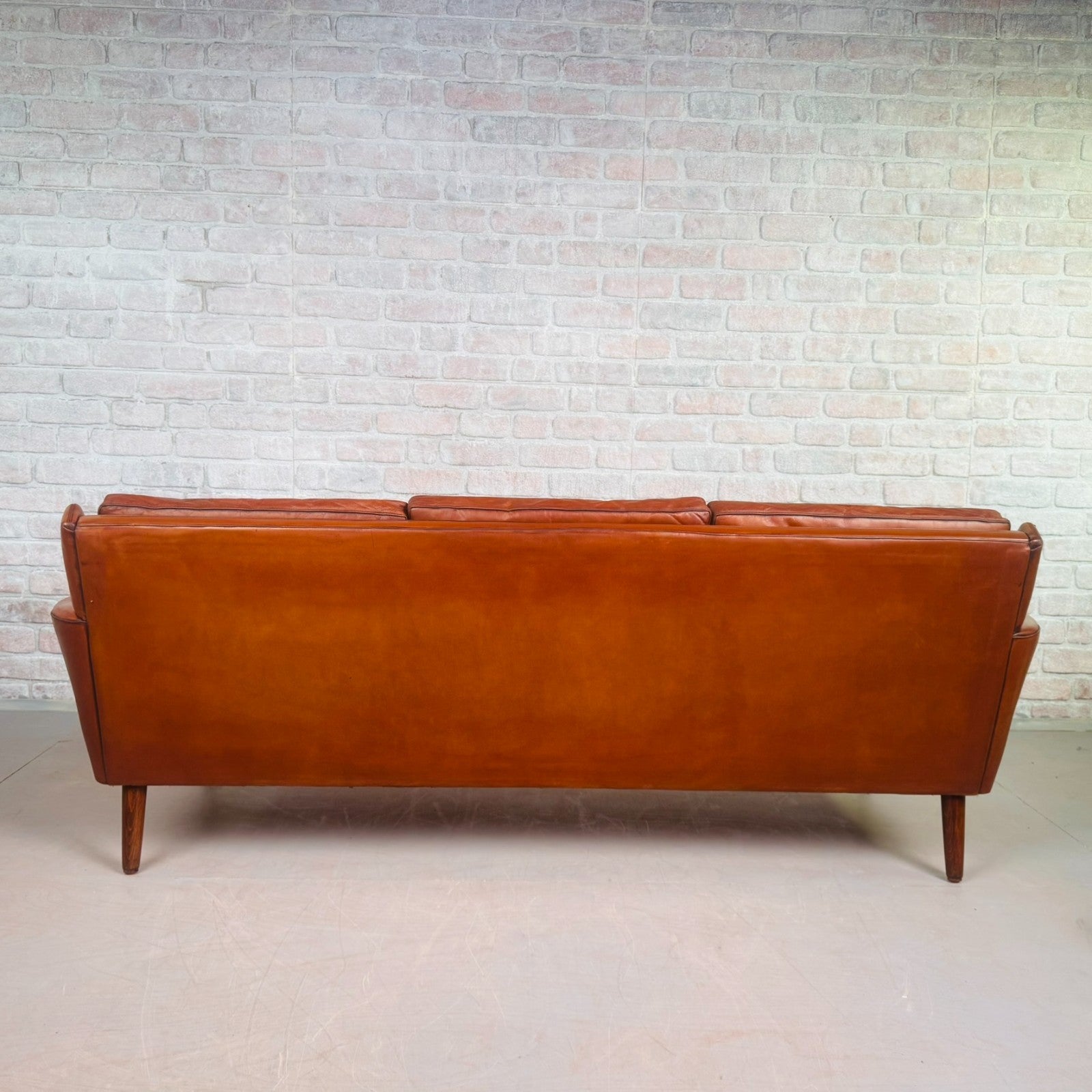 1970s Danish Svend Skippers Tan Leather Sofa – Sleek