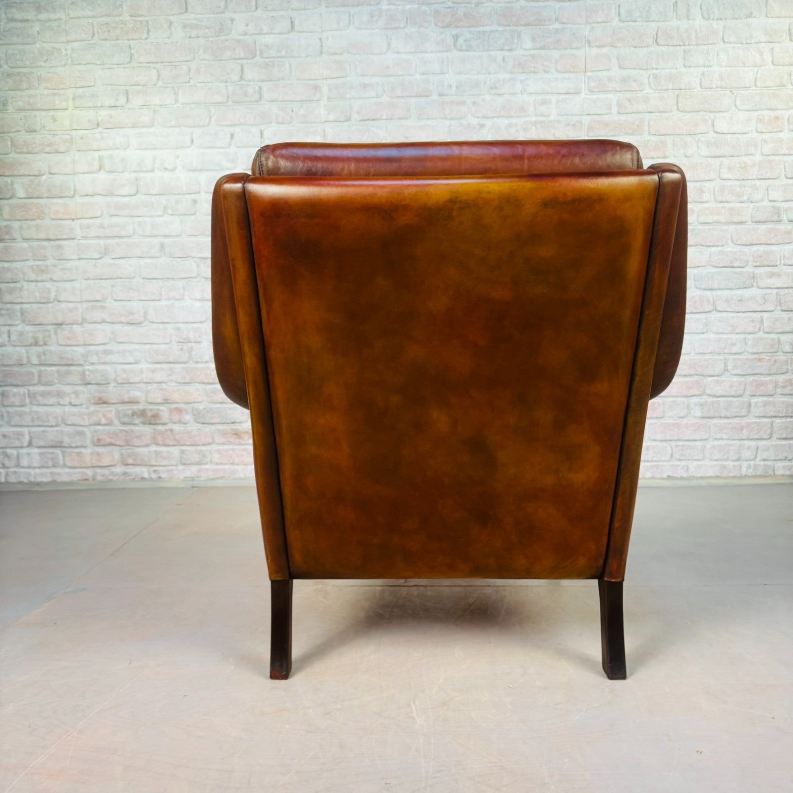 Vintage 1960s Aage Christiansen High Back Tan Leather Armchair