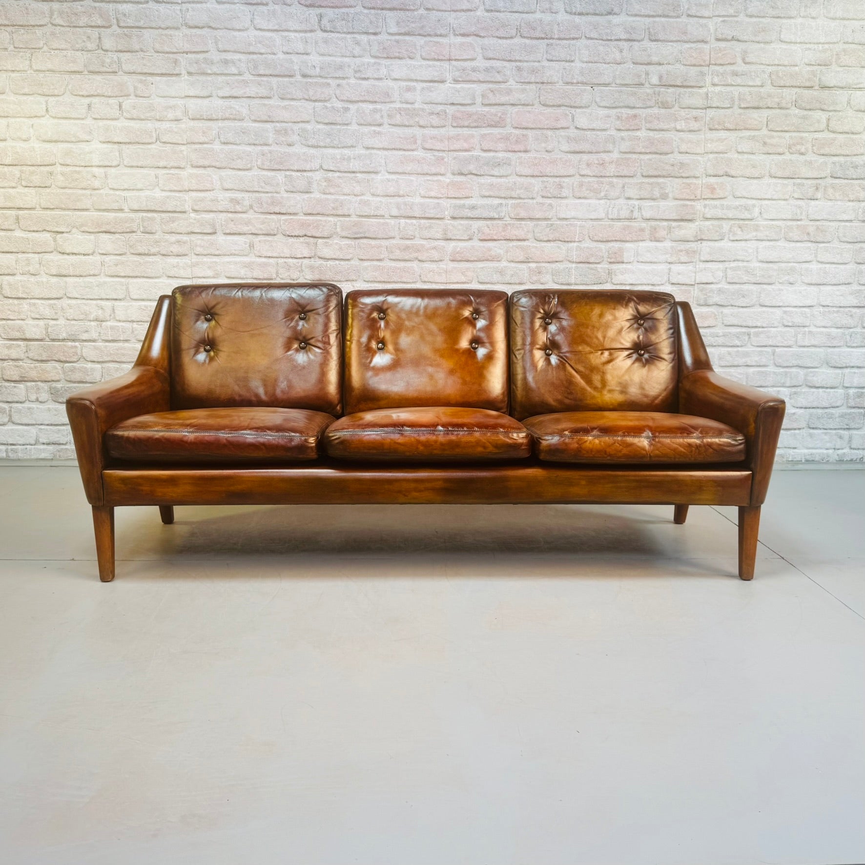Vintage 1960s Ulferts Tibro Swedish Leather Sofa – Tan Leather