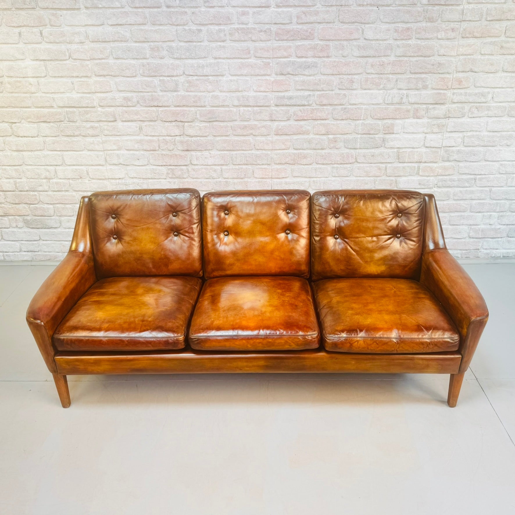 Vintage 1960s Ulferts Tibro Swedish Leather Sofa – Tan Leather