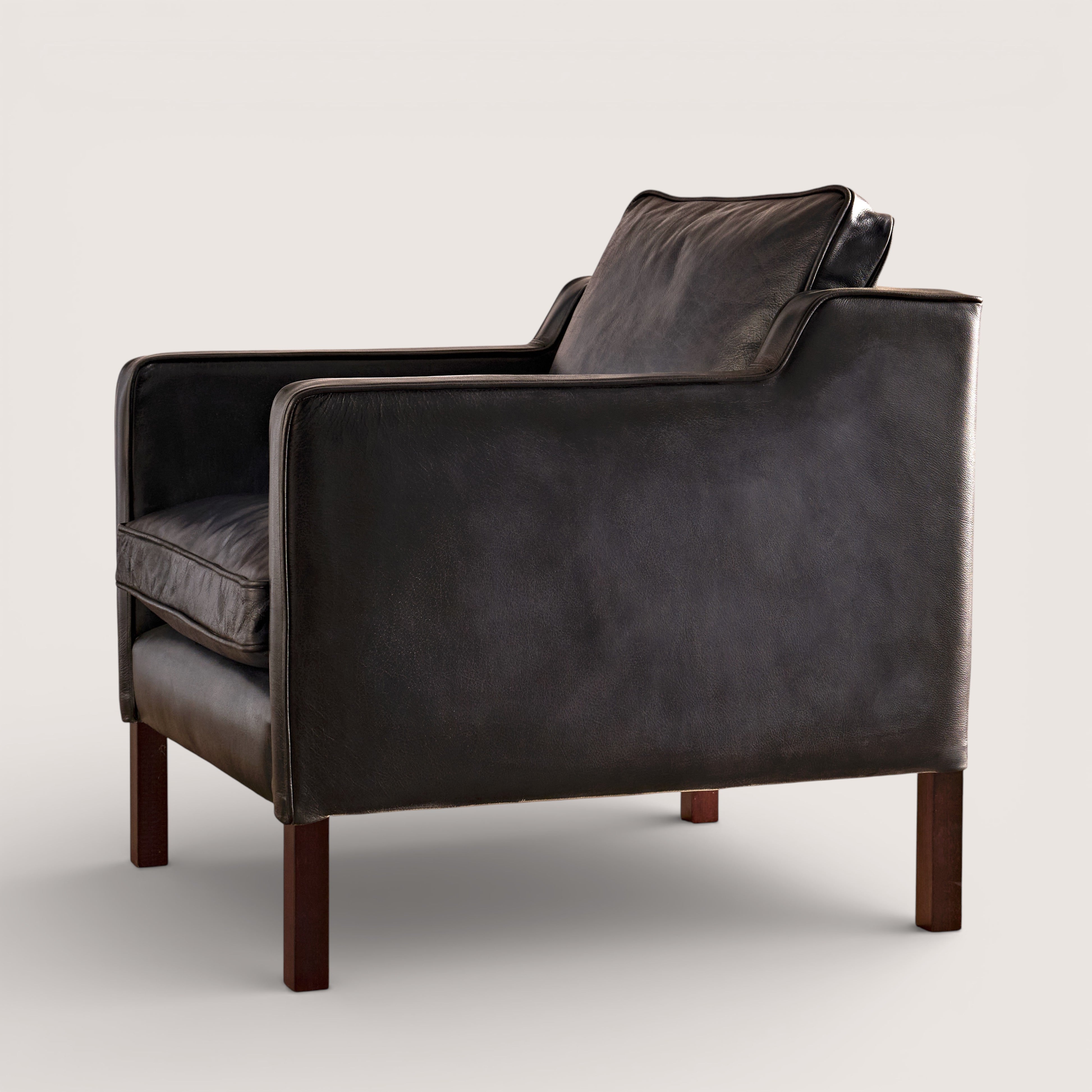 luxury-hand-dyed-mid-century-black-leather-armchair-white-background-side