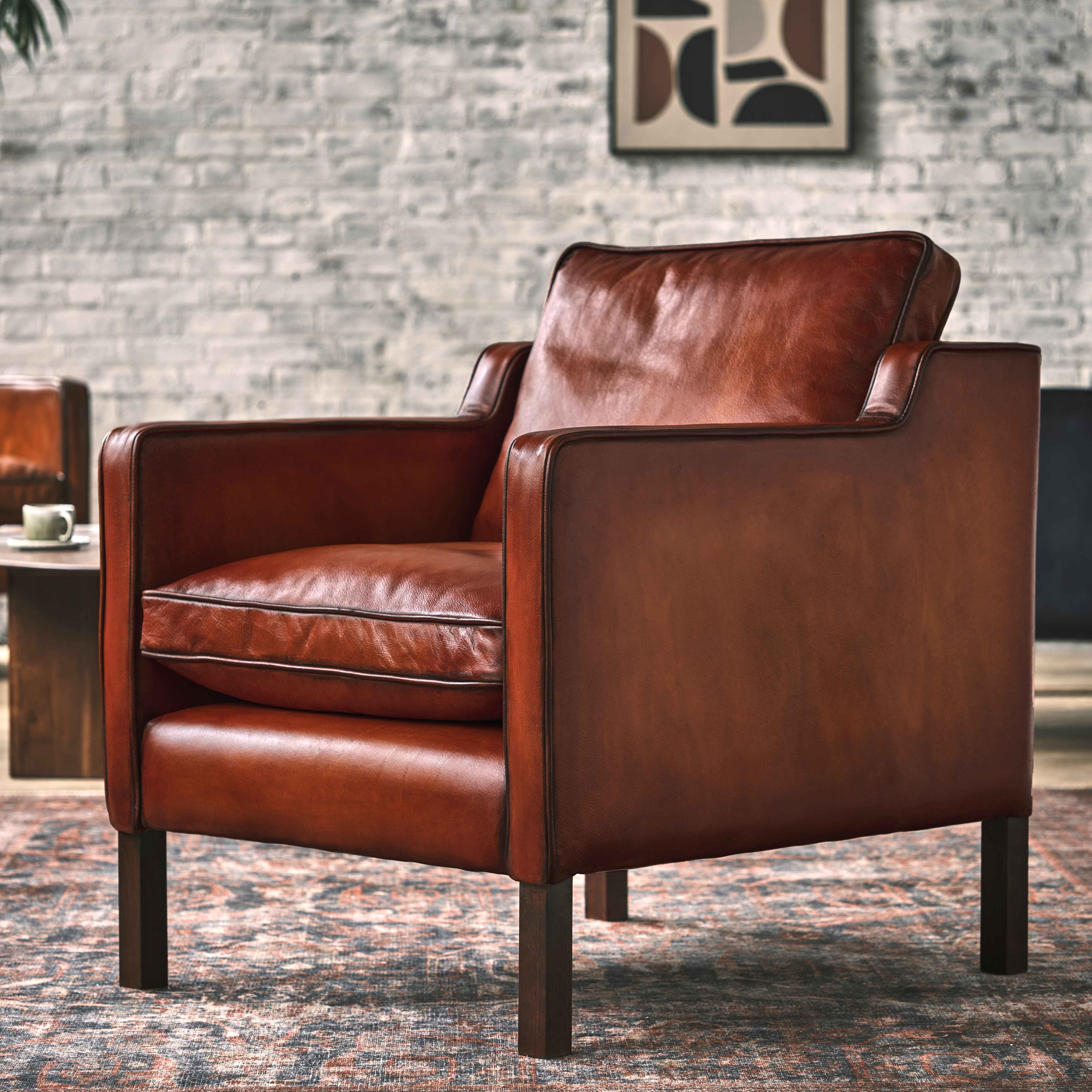 luxury-hand-dyed-mid-century-cigar-brown-leather-armchair-loft-side