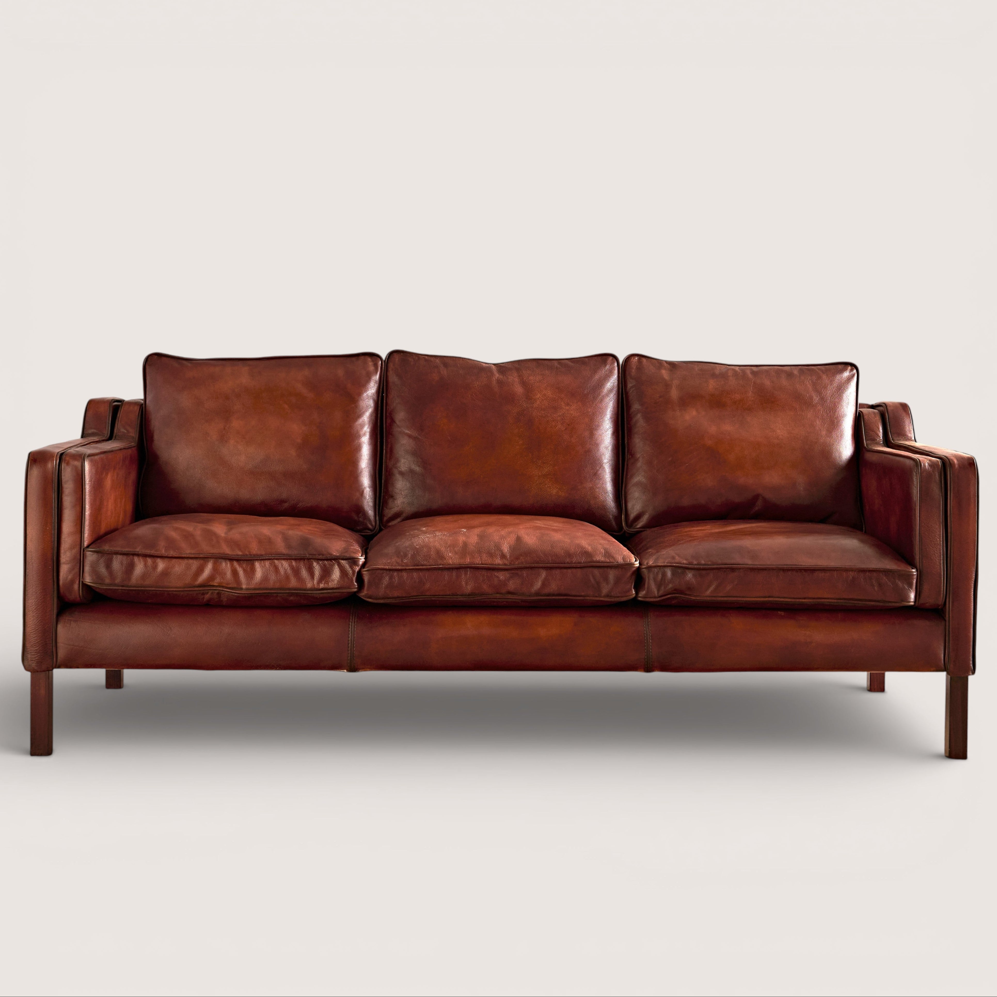 luxury-hand-dyed-mid-century-cigar-brown-tan-leather-three-seater-sofa-white-background-front2