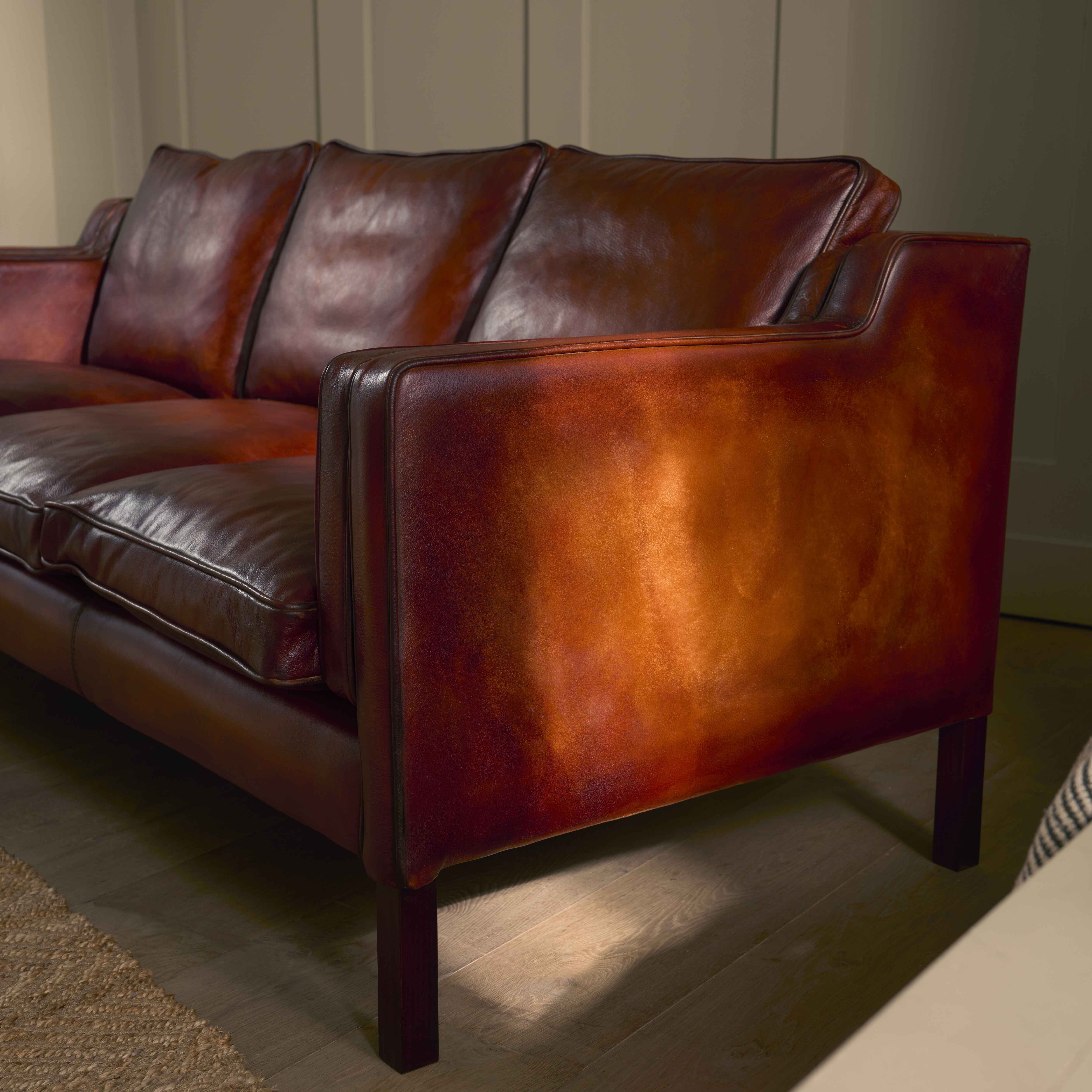 luxury-hand-dyed-mid-century-cognac-tan-leather-three-seater-sofa-cottage-side