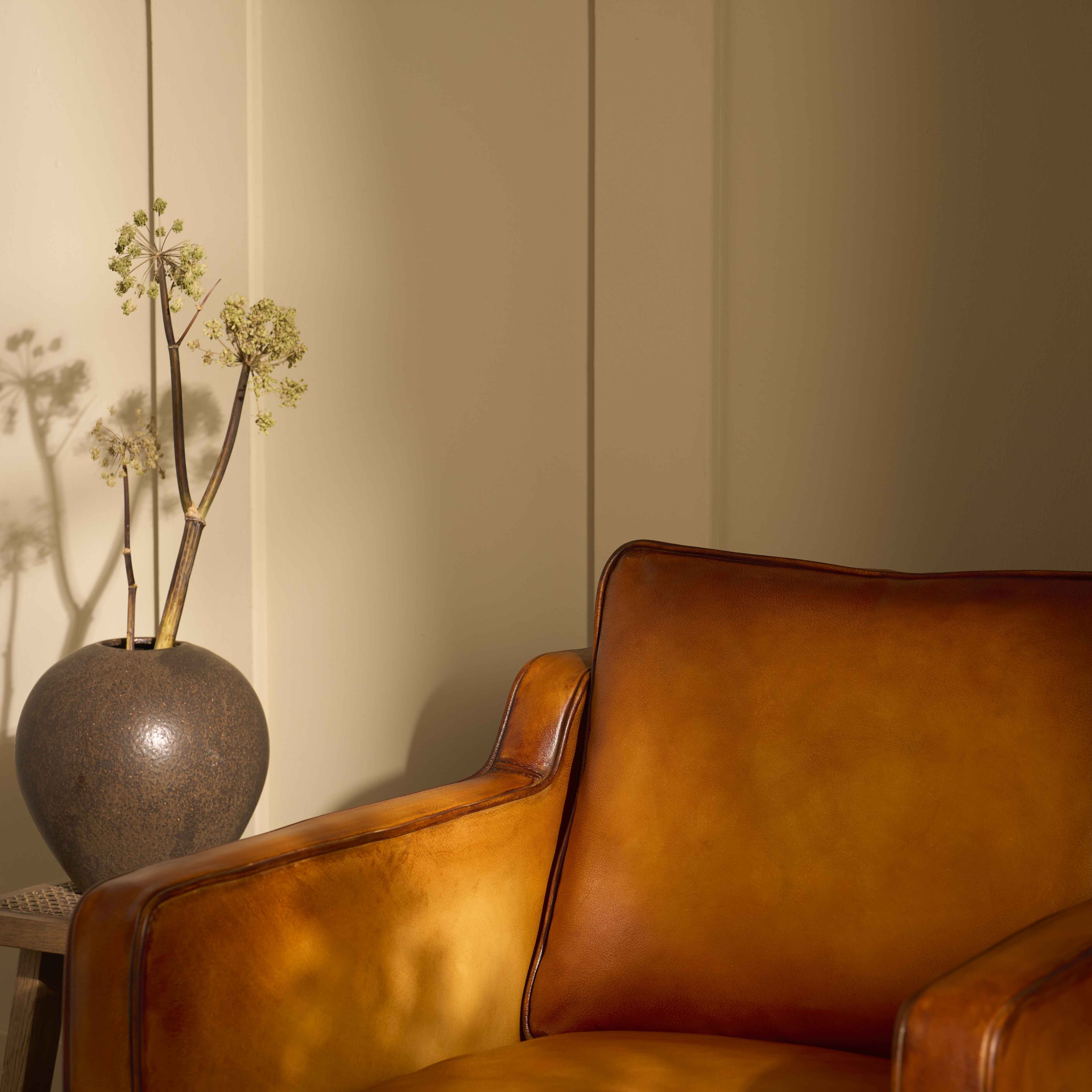 luxury-hand-dyed-mid-century-tan-leather-armchair-cottage-close