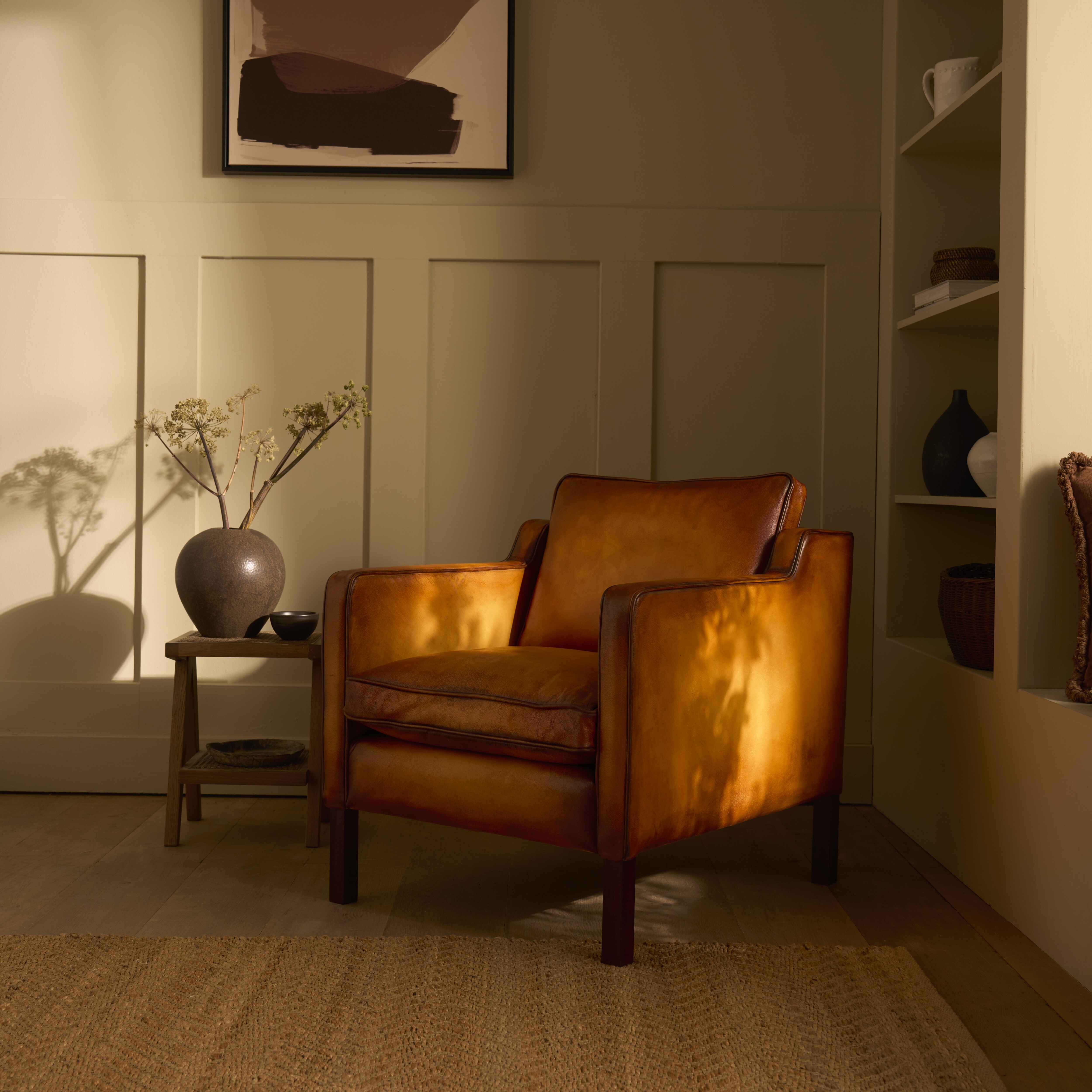 luxury-hand-dyed-mid-century-tan-leather-armchair-cottage-side1