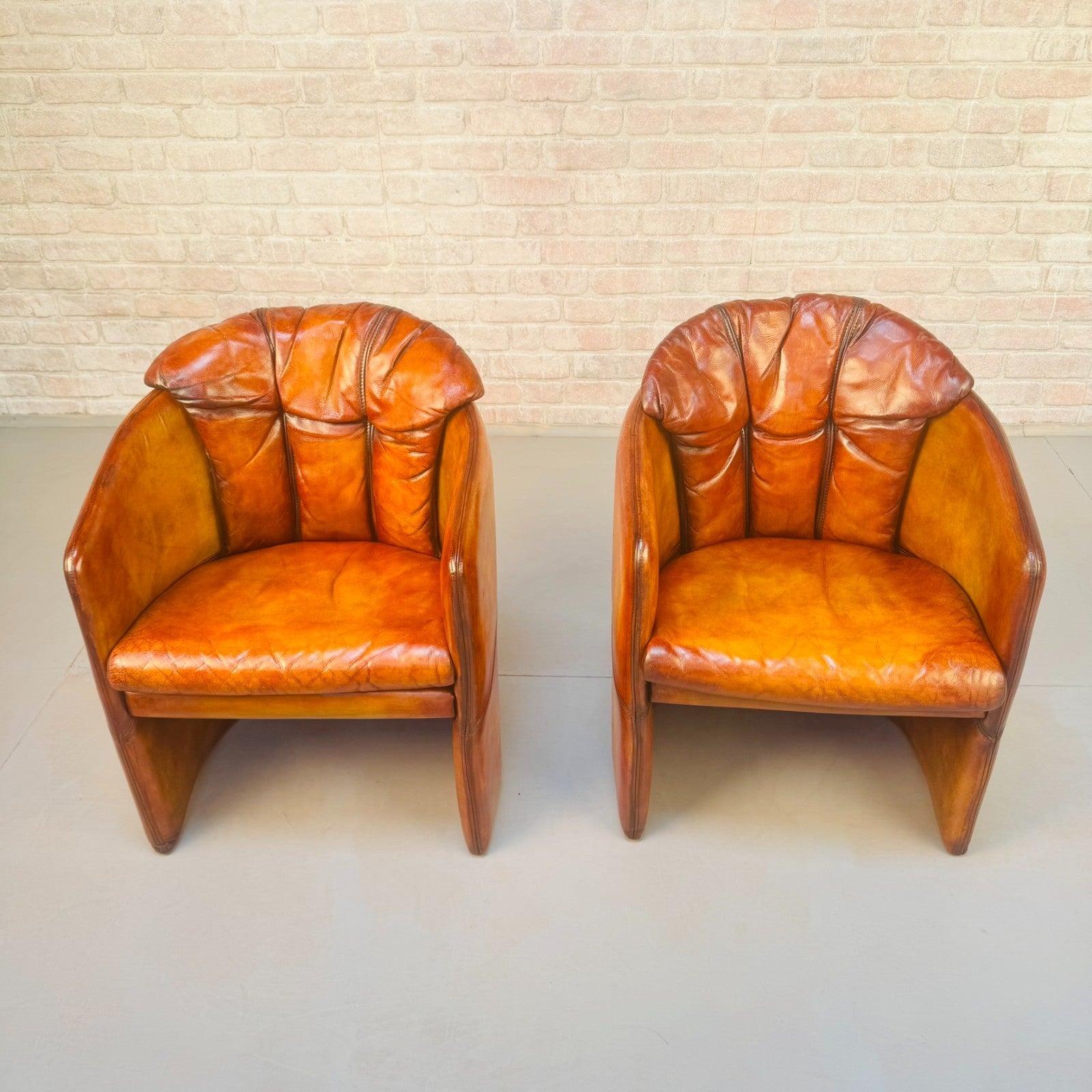 Pair of Vintage Danish Stouby Tub Chairs | Hand Dyed Tan Leather