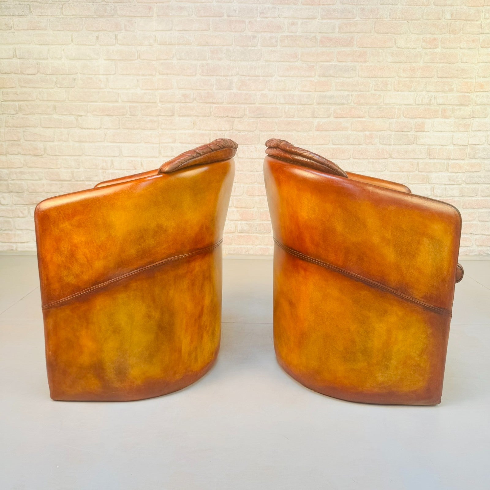 Pair of Vintage Danish Stouby Tub Chairs | Hand Dyed Tan Leather