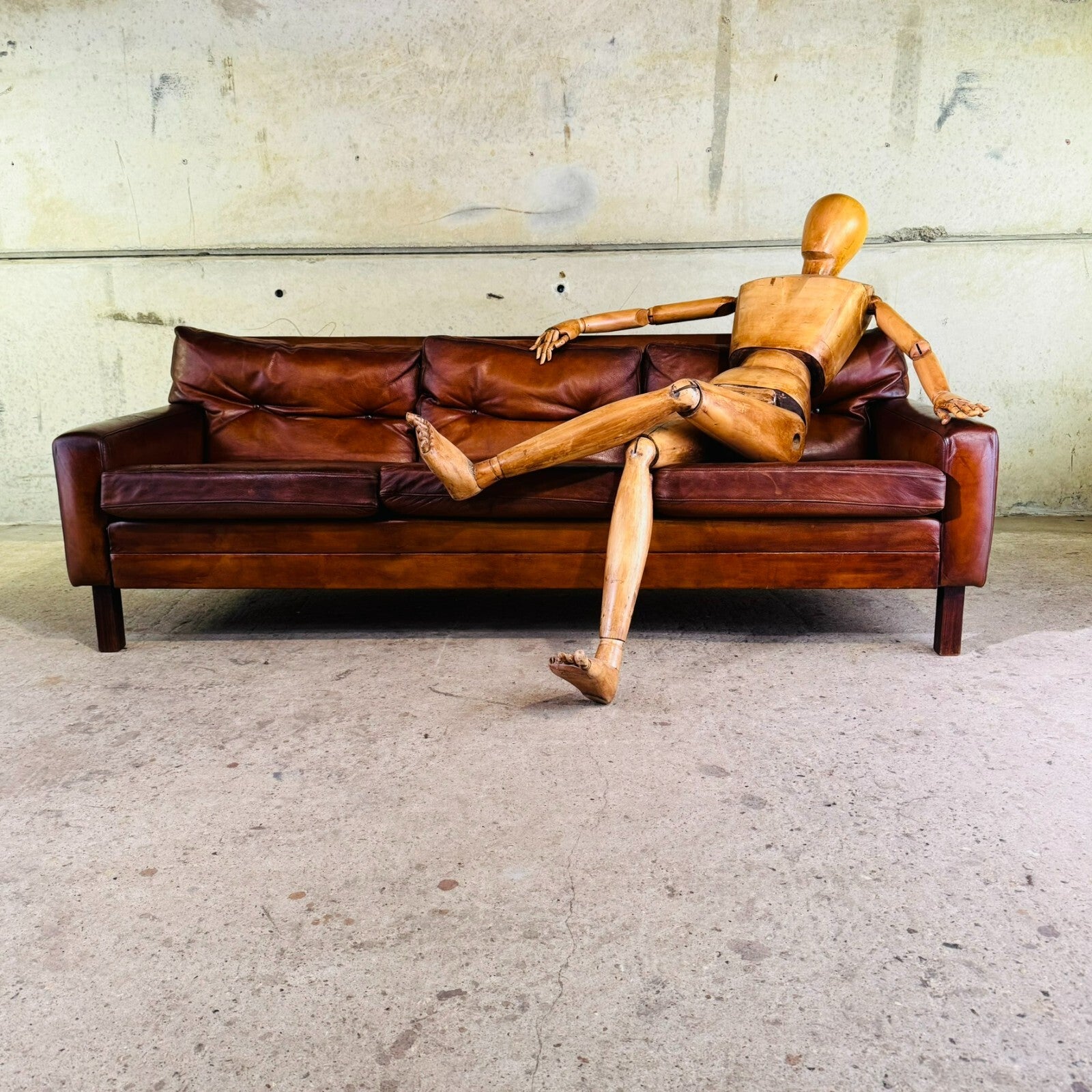Stunning 1970s Danish George Thams Three-Seater Tan Leather Sofa