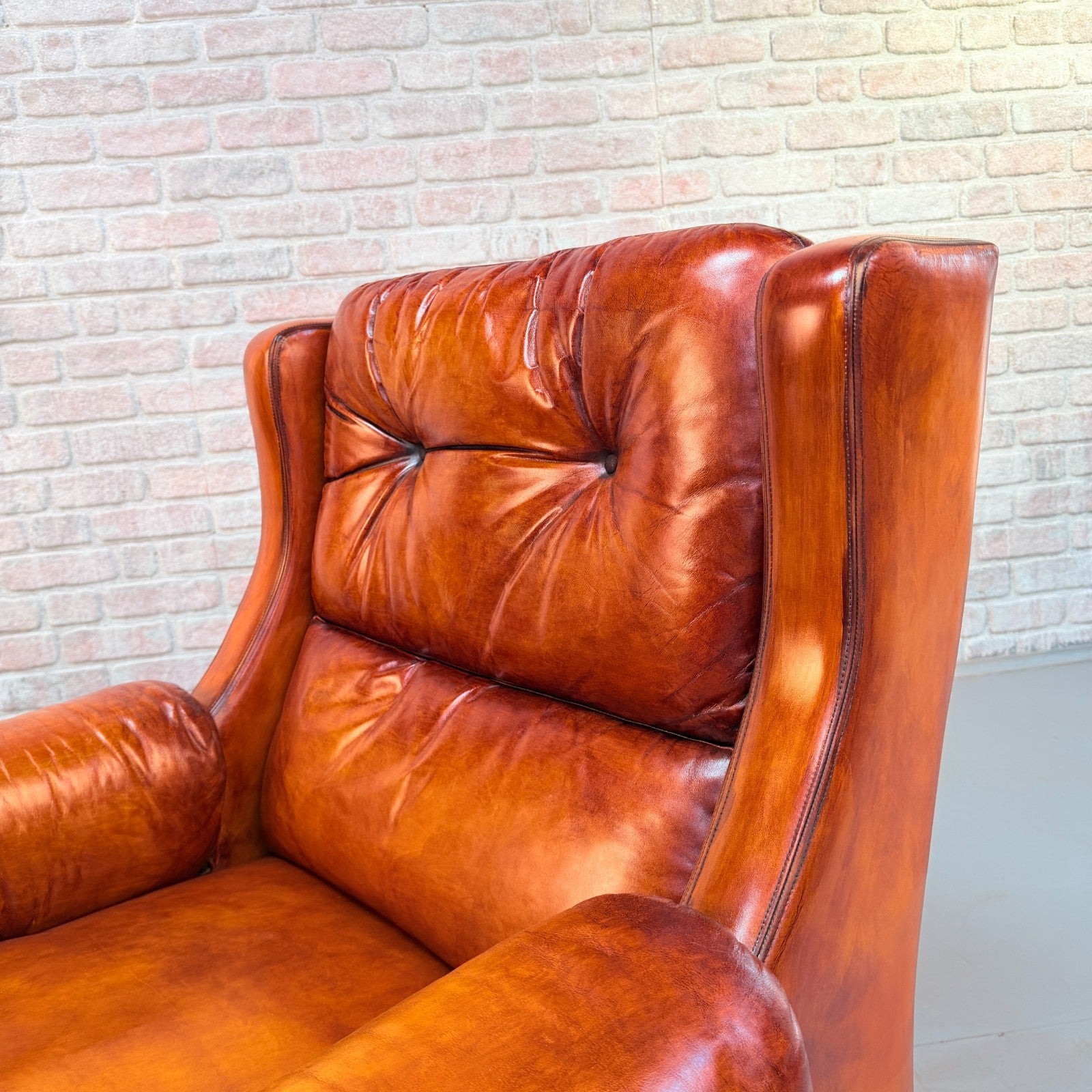 Pair of Mid-20th Century English Gimson & Slater Cognac Leather Armchairs