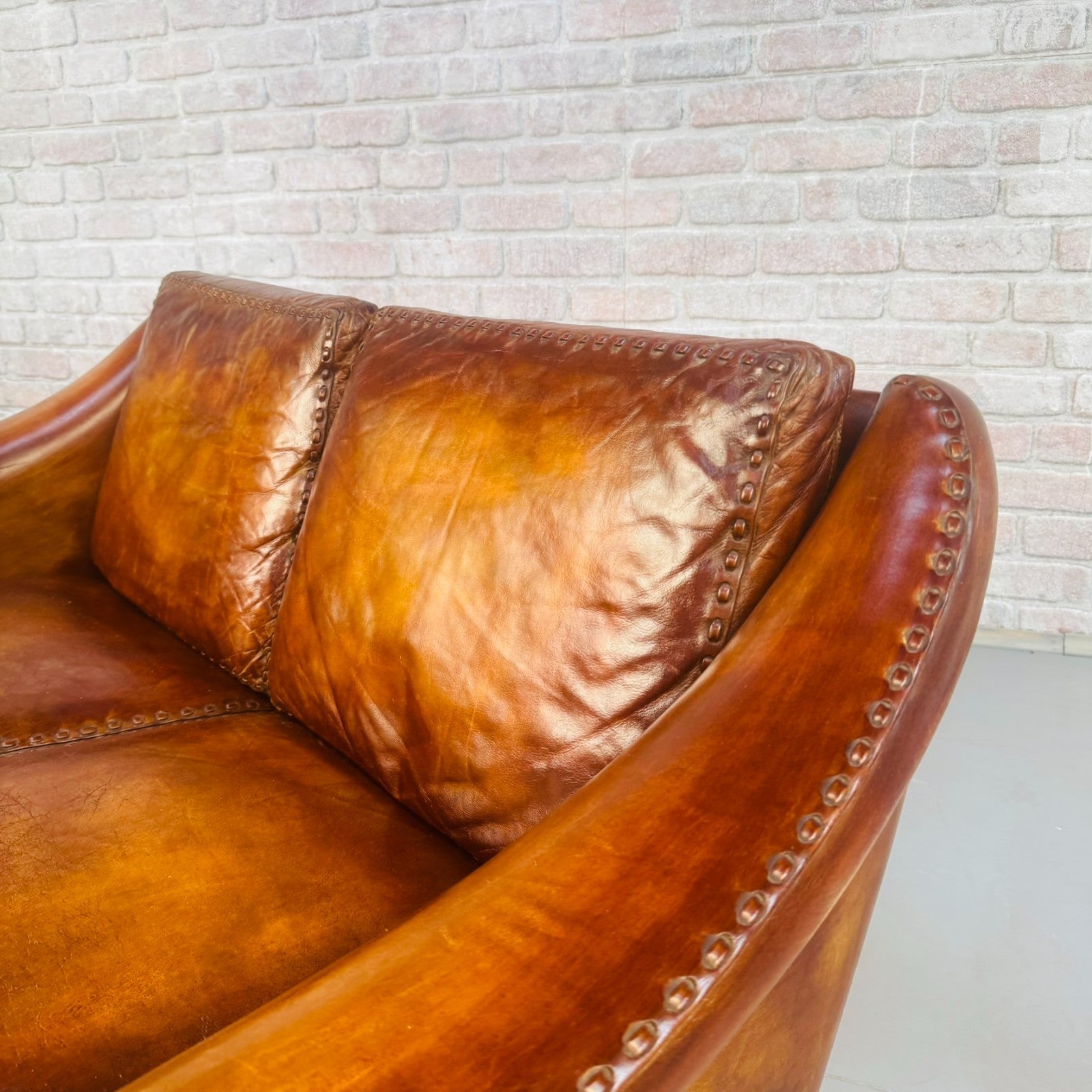 Vintage 60s Aage Christiansen "Matador" Tan Leather 2 Seater Sofa & Chair
