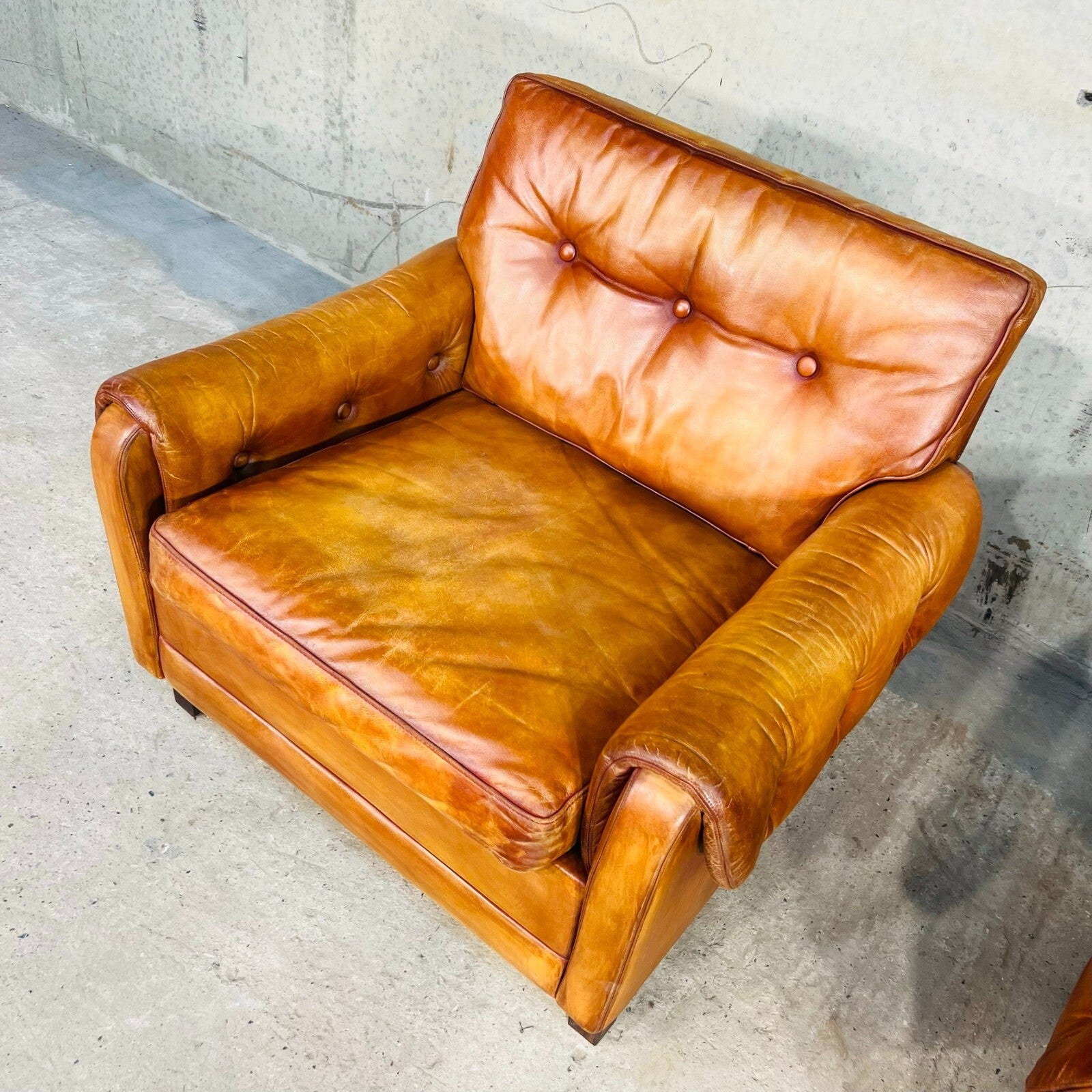 Pair of Vintage Danish 1970s Light Tan Leather Armchairs