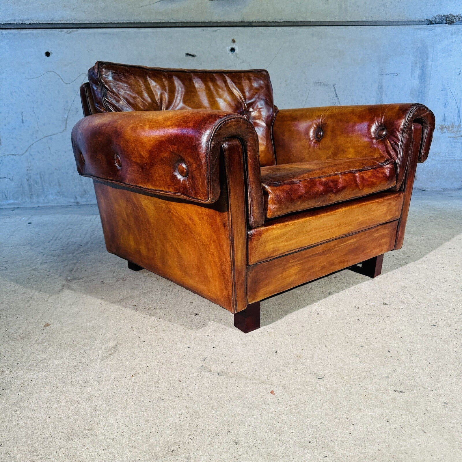 Vintage 1970s Danish Svend Skippers  Leather Sofa Two-Seater and Chair Set #A242
