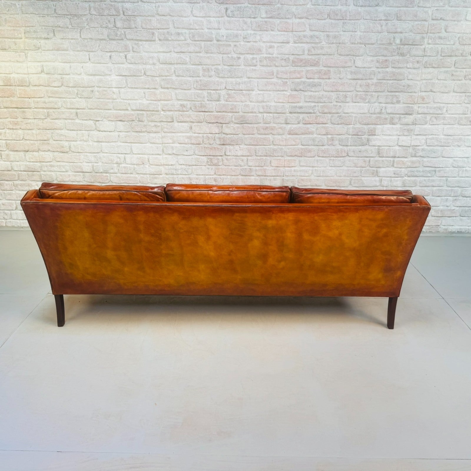 Vintage Danish Three Seater Tan Leather Sofa