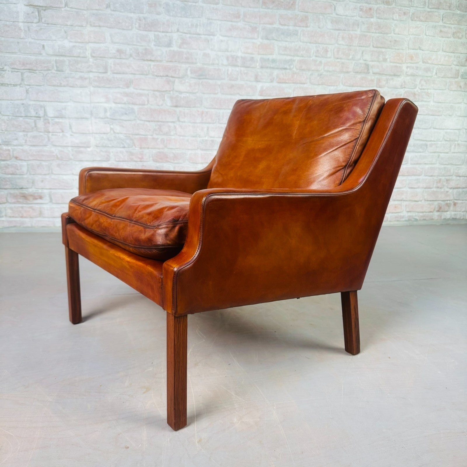 Vintage Danish 1970s Thams Kvalitet Tan Leather Chair