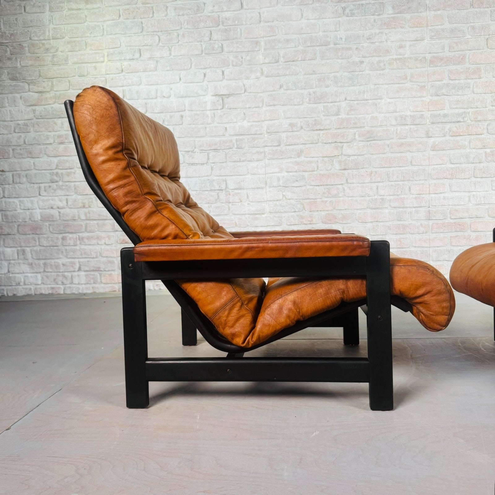 Vintage Danish Tan Leather Lounge Chairs – Solid Beech Frame