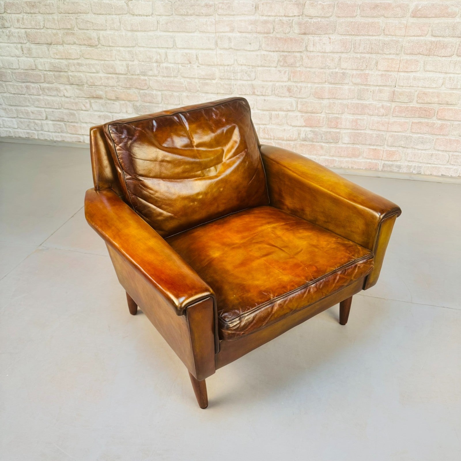 Vintage 1960s George Thams Danish Armchair | Hand Dyed Tan Leather