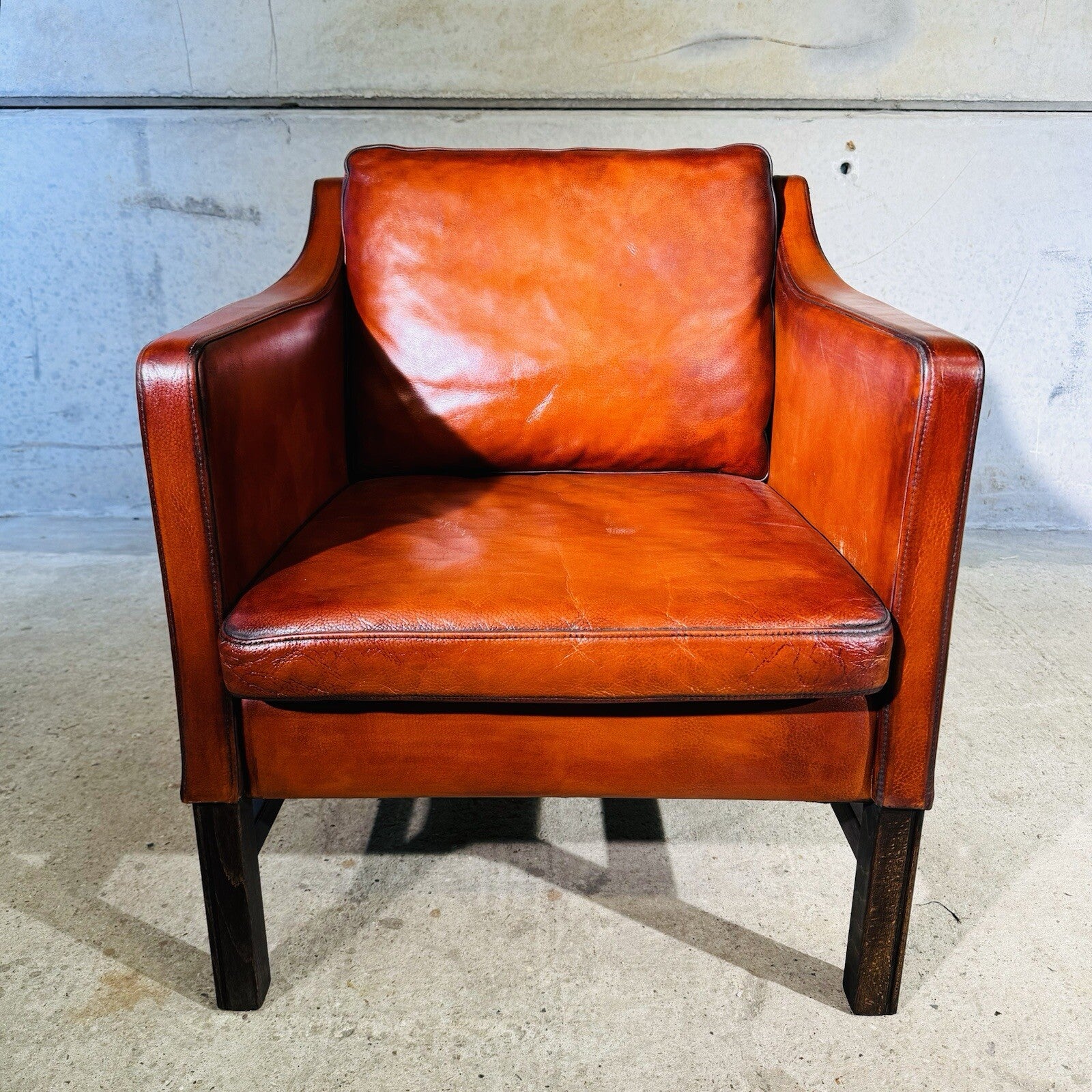 Fantastic 1970s Vintage Danish Cognac Leather Armchair & Footstool