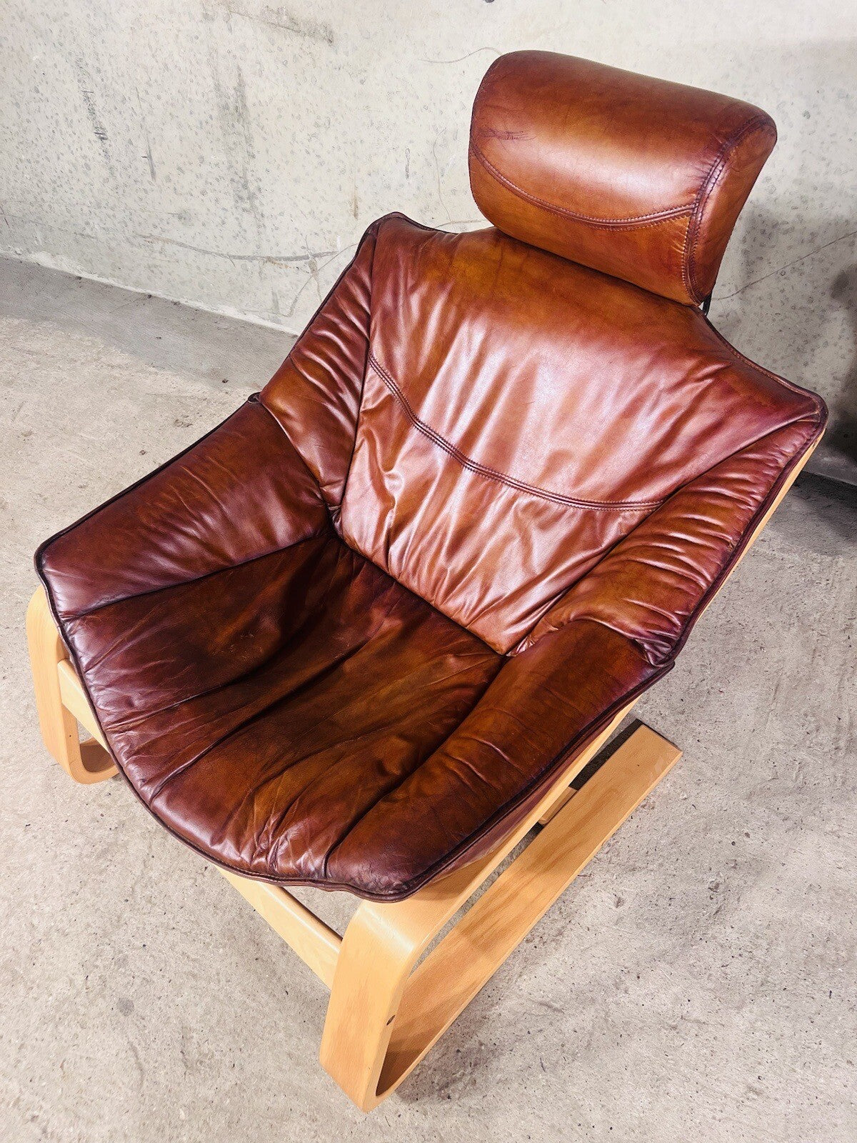Vintage Danish Pair Of  Skippers Kroken Tan Leather Chairs