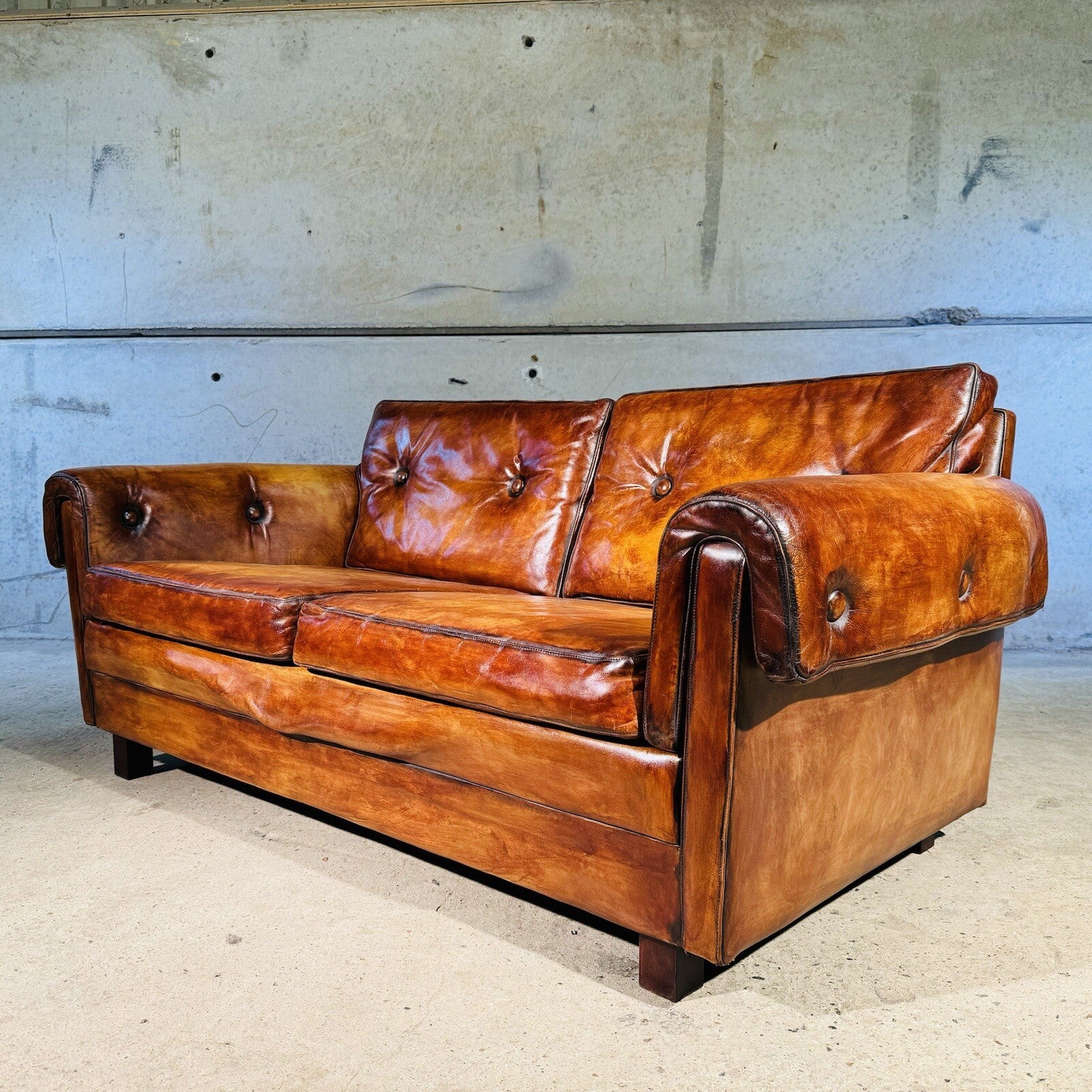 Vintage 1970s Danish Svend Skippers  Leather Sofa Two-Seater and Chair Set #A242