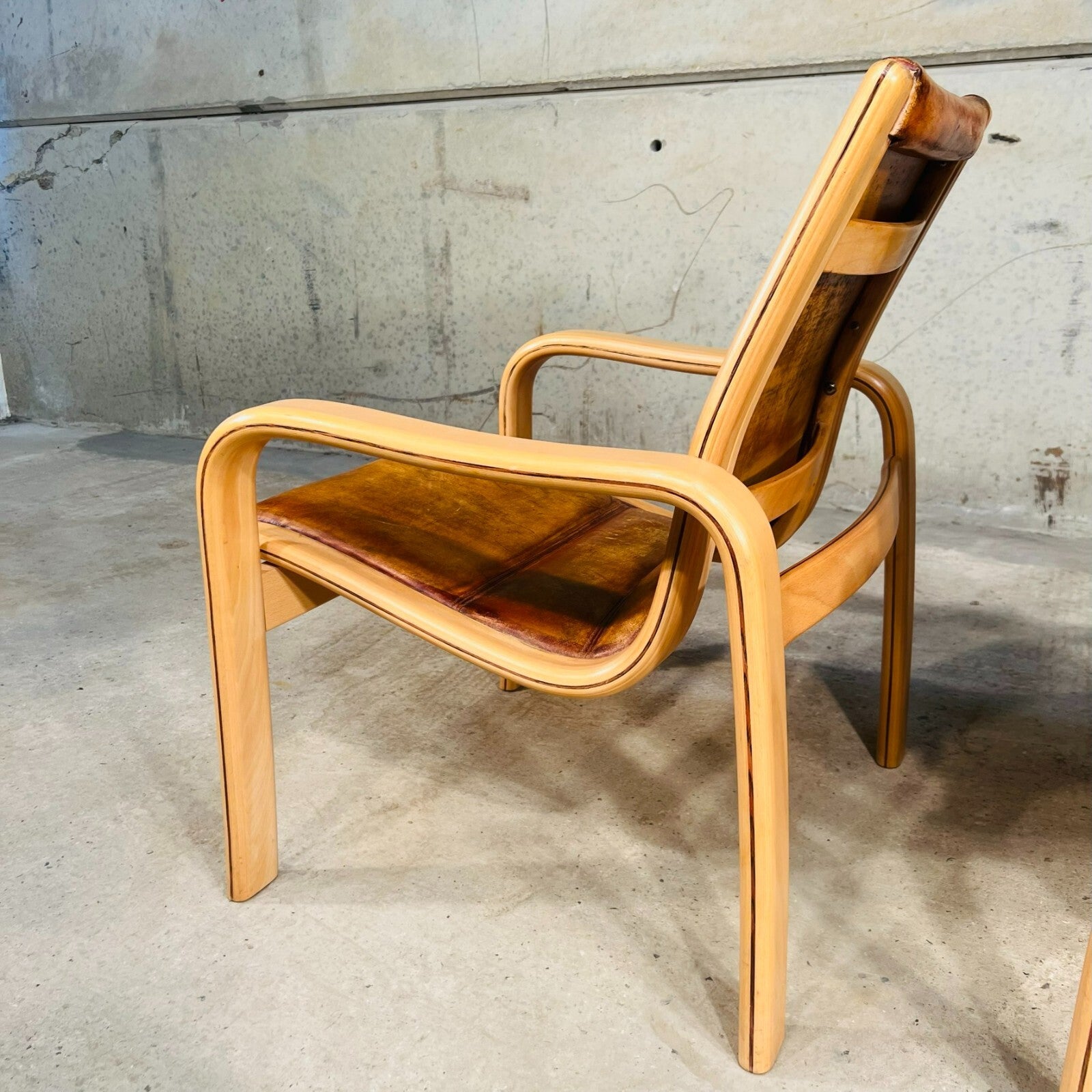 Vintage Pair of Leather Armchairs by Yngve Elstrom for Swedese