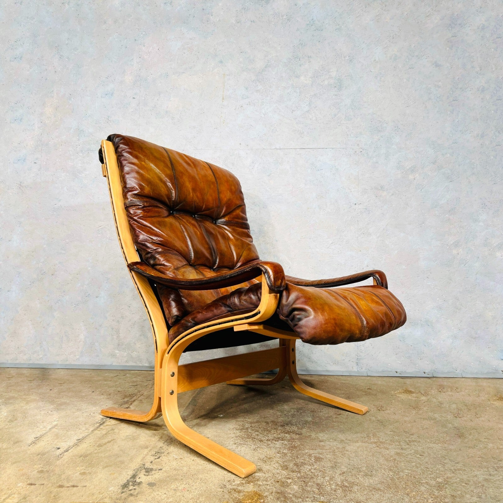 Large Ingmar Relling for Westnofa Norway Tan Leather Armchair