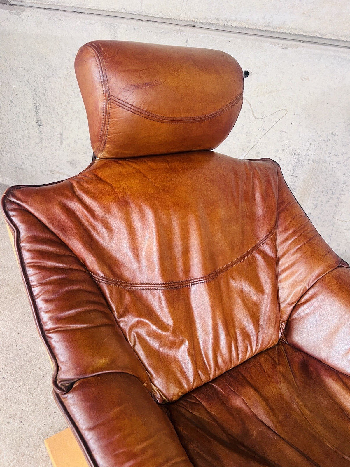 Vintage Danish Pair Of  Skippers Kroken Tan Leather Chairs
