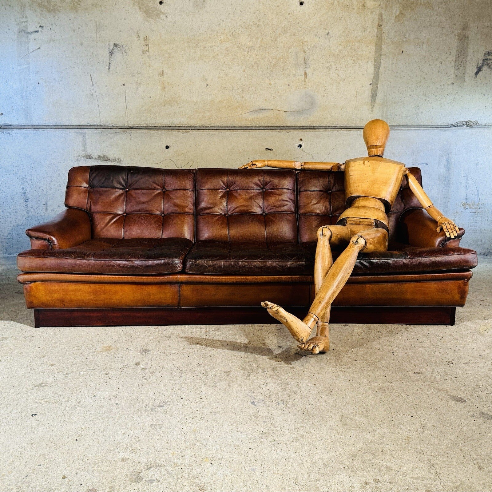 Vintage 1970s "Mexico" Sofa by Arne Norell Three-Seater Tan Leather