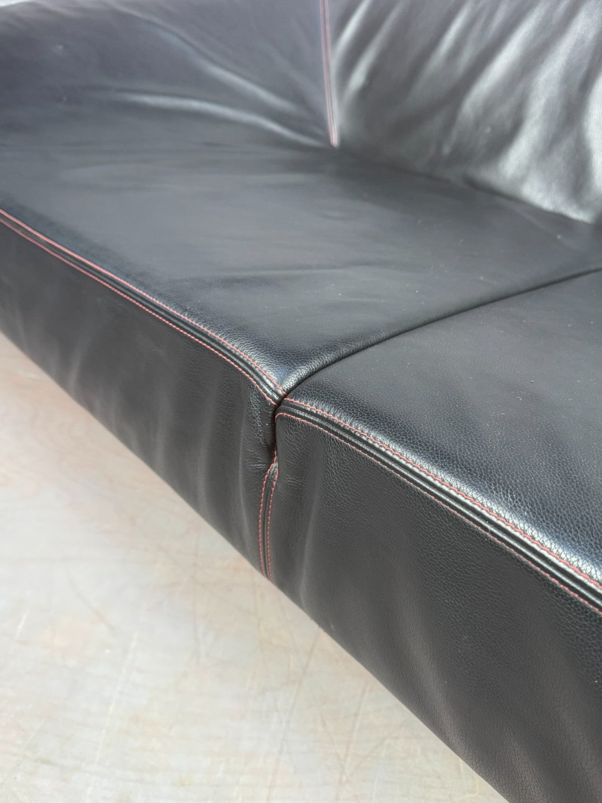 Black Leather Three-Seater Malmo Sofa Designed by Patricia Urquiola for Moroso