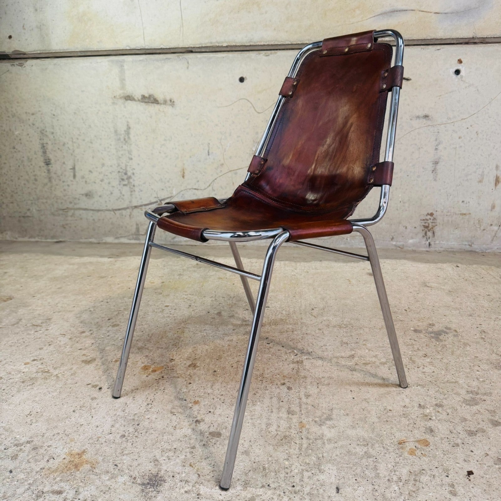 4 Les Arcs Chair – Tan Leather Iconic 1960s Design by Charlotte Perriand