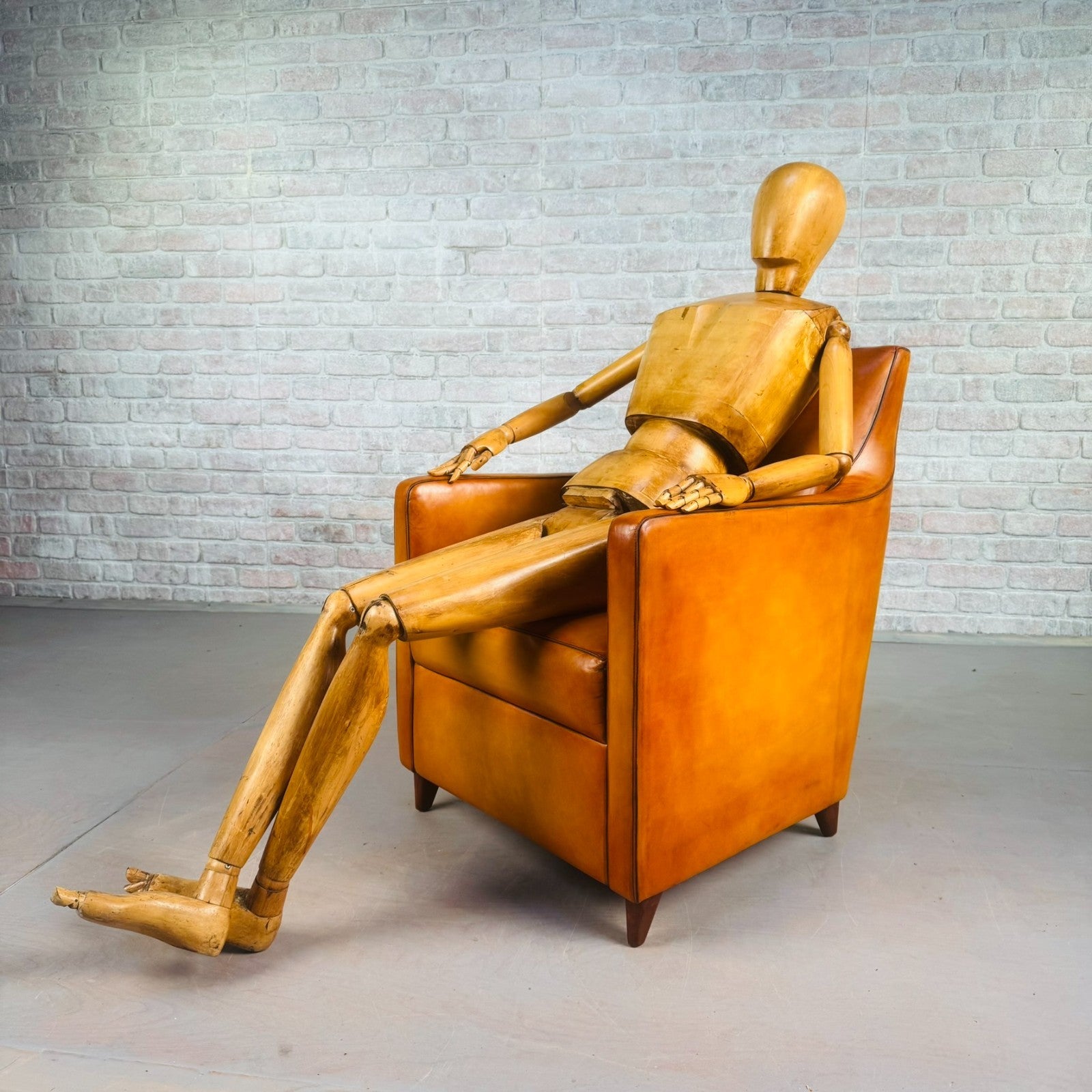 Vintage Light Tan Leather Armchair