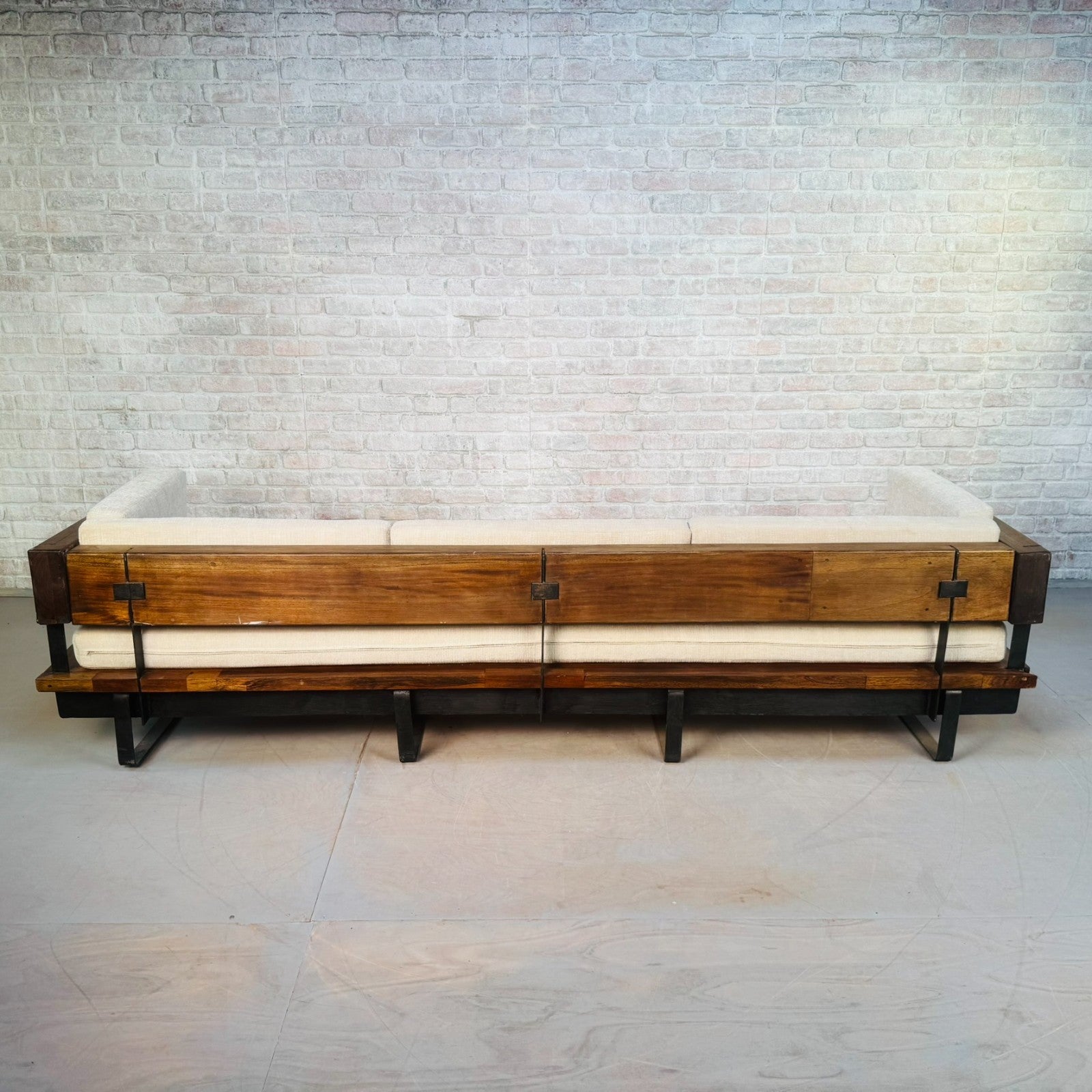 Very Long Mid-Century Inspired Rustic 4 Seater Sofa