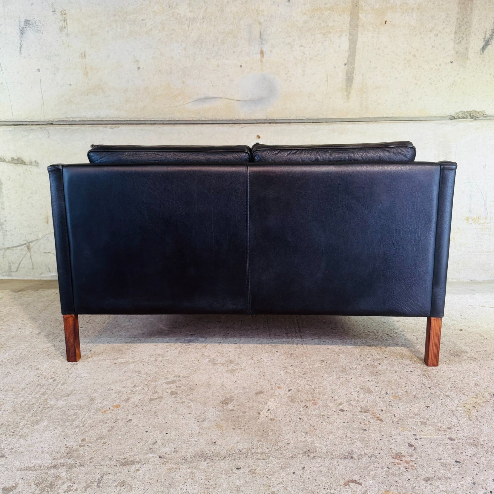 Vintage Danish Two-Seater Black Leather Sofa by Stouby – Stylish